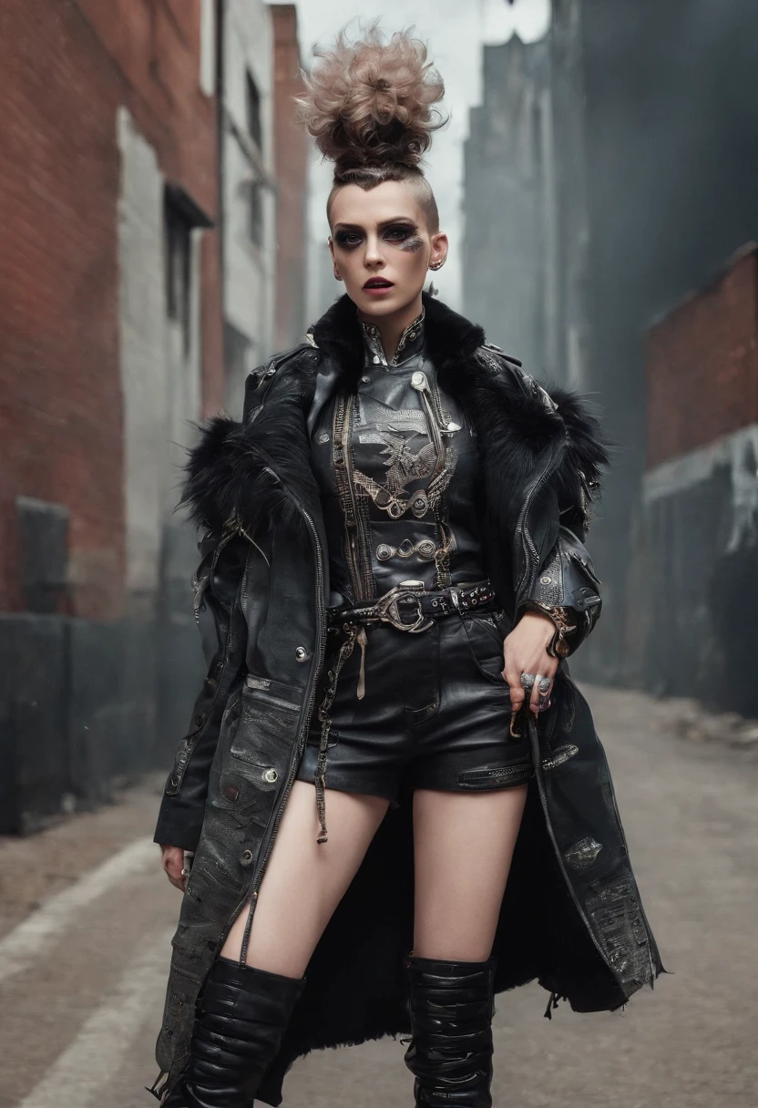 a princess the royal highness of badassery with a fierce wild side to her, adoring her personality with a punkrock rebel deminor out of control attire performing infront of a energetic crowd her resolve