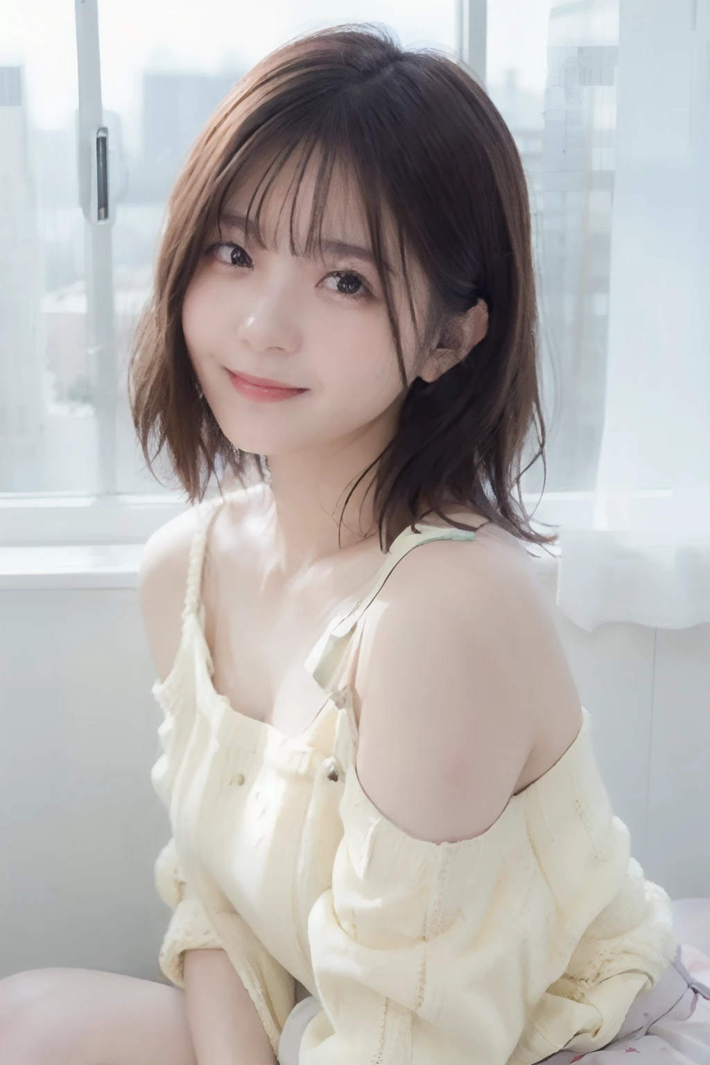 (delicate illustration:1.3)、(​masterpiece:1.0)、(top-quality:1.4)、(超A high resolution:1.2)、(Photorealsitic:1.4)、(8K、Raw photography:1.2)、(foco nítido:1.3)、fullllbody、(23years old:1.4)、(((One girl wearing a detailed off-shoulder knitted dress)))、((Girl with short bob hair))、(Brightly colored clothing)、(Fashionable patterned clothes)、(((urban backdrop)))、((Brown contacts white skin))、鎖骨、hugetits、(Happy smiling face)、landscapes、bangss:1.2、beatiful detailed eyes、(sface focus)、 When you look into the camera、Slimed、Slender West、Thin leg、(cute little)、(Beautiful fece)、showing the view from above、pureerosface_v1、ulzzang -6500-v1.1