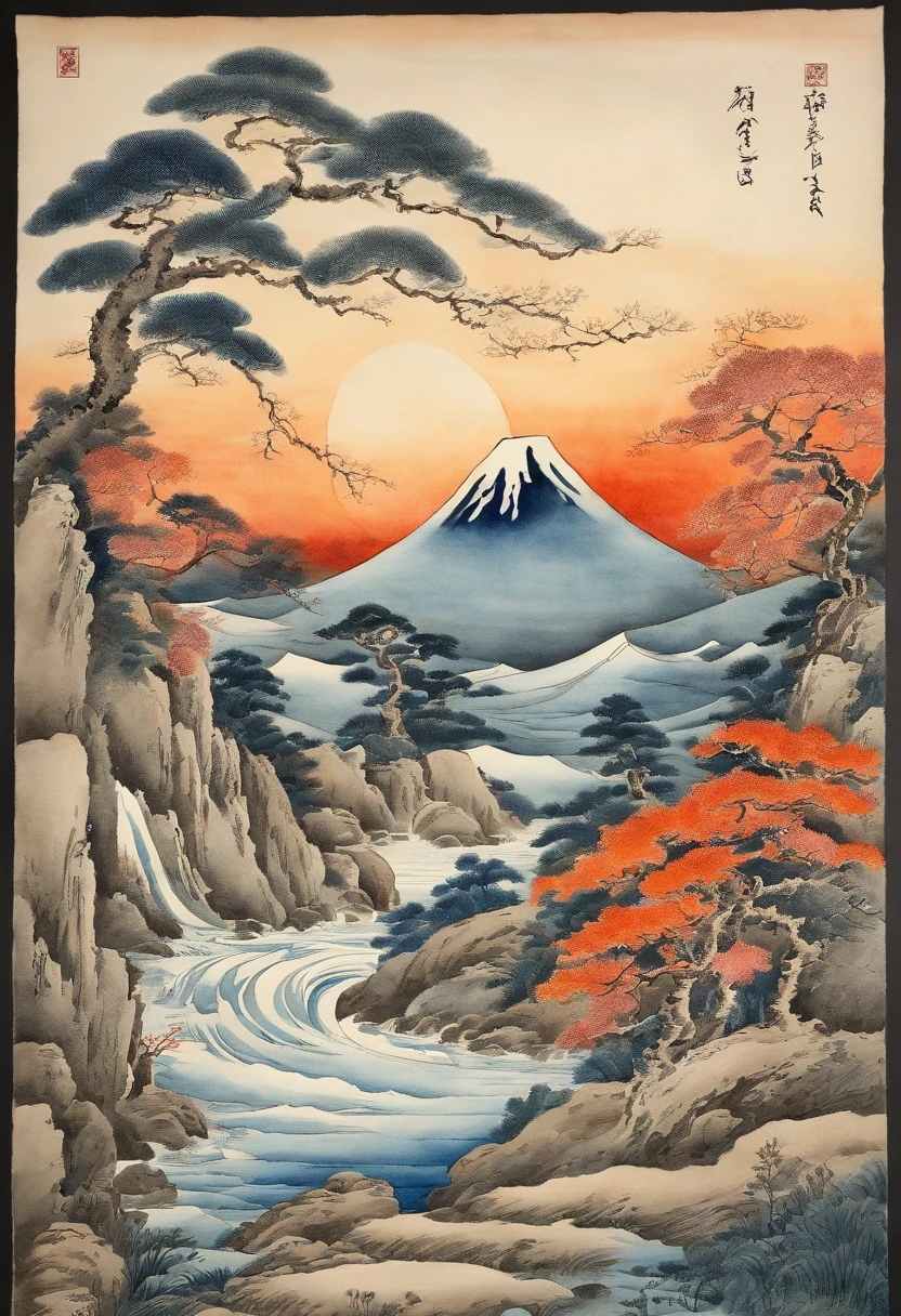 Best Quality, style of hokusai, ukiyoe painting, femele,Hurray Shiru