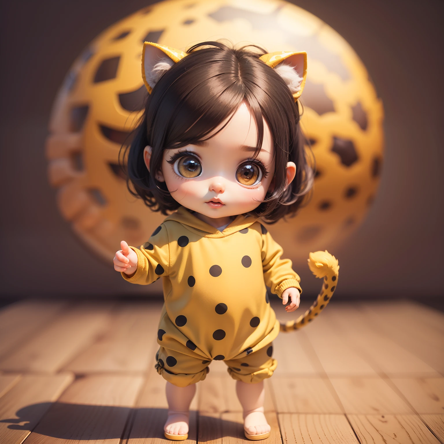 (best quality), (masterpiece), a charming chibi animation of a cute baby with a leo pard-like face, (chibi3d): 1.3, (detailed do g face:1.2), (standing posture:1.1), royal t heater background,jumping