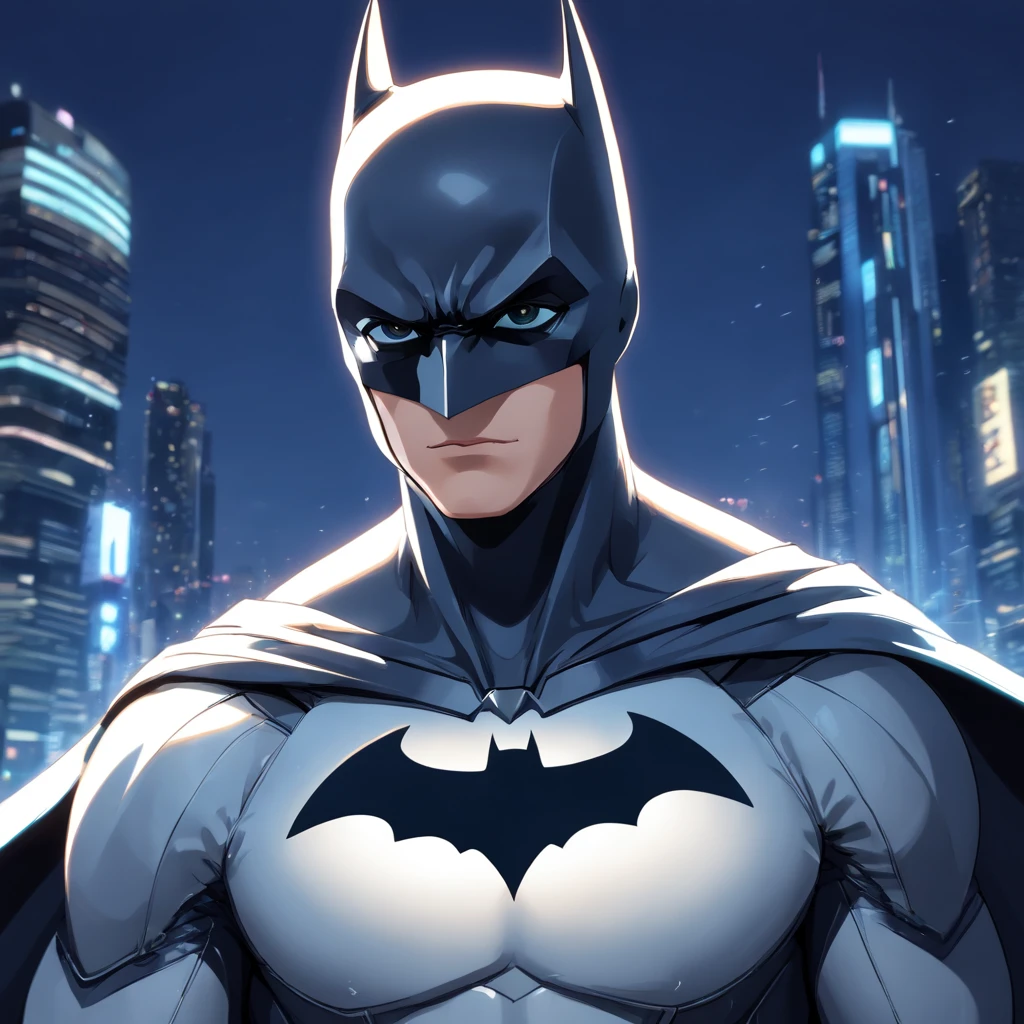 Realistic white Batman in premium web suit