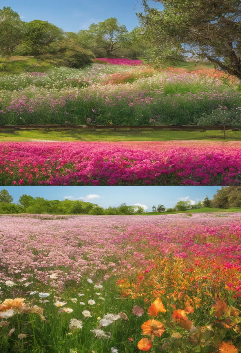 Real Photographics, Photography, 65° viewing angle, real light and shadow, plein air, close-up, lawn, A clear day, simple background, Flowers, Trees, realistic detail, 8K high-definition images, Circular platform::2,
