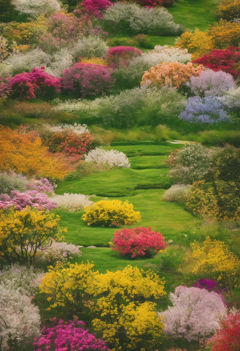 Real Photographics, Photography, 65° viewing angle, real light and shadow, plein air, close-up, lawn, A clear day, simple background, Flowers, Trees, realistic detail, 8K high-definition images, Circular platform::2,