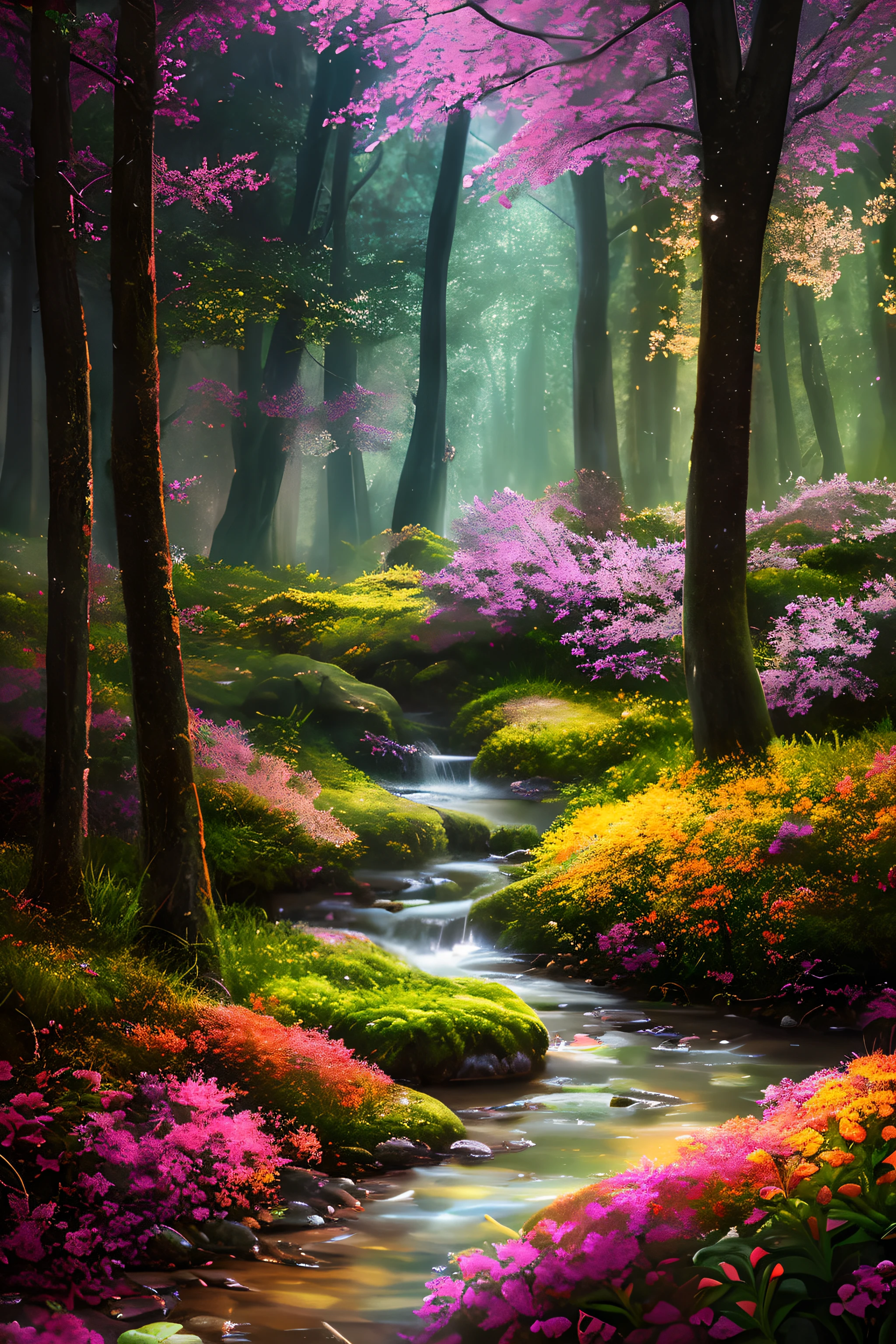masterpiece, uhd, hdr, highly detailed, best quality, high quality,extremely detailed CG unity 8k wallpaper, An enchanting and dreamy scene of a fantasy forest, with towering trees, glowing mushrooms, and hidden fairy glens, creating a sense of mystique and enchantment, artstation, digital illustration, intricate, trending, pastel colors, oil paiting, award winning photography, Bokeh, Depth of Field, HDR, bloom, Chromatic Aberration ,Photorealistic,extremely detailed, trending on artstation, trending on CGsociety, Intricate, High Detail, dramatic, art by midjourney