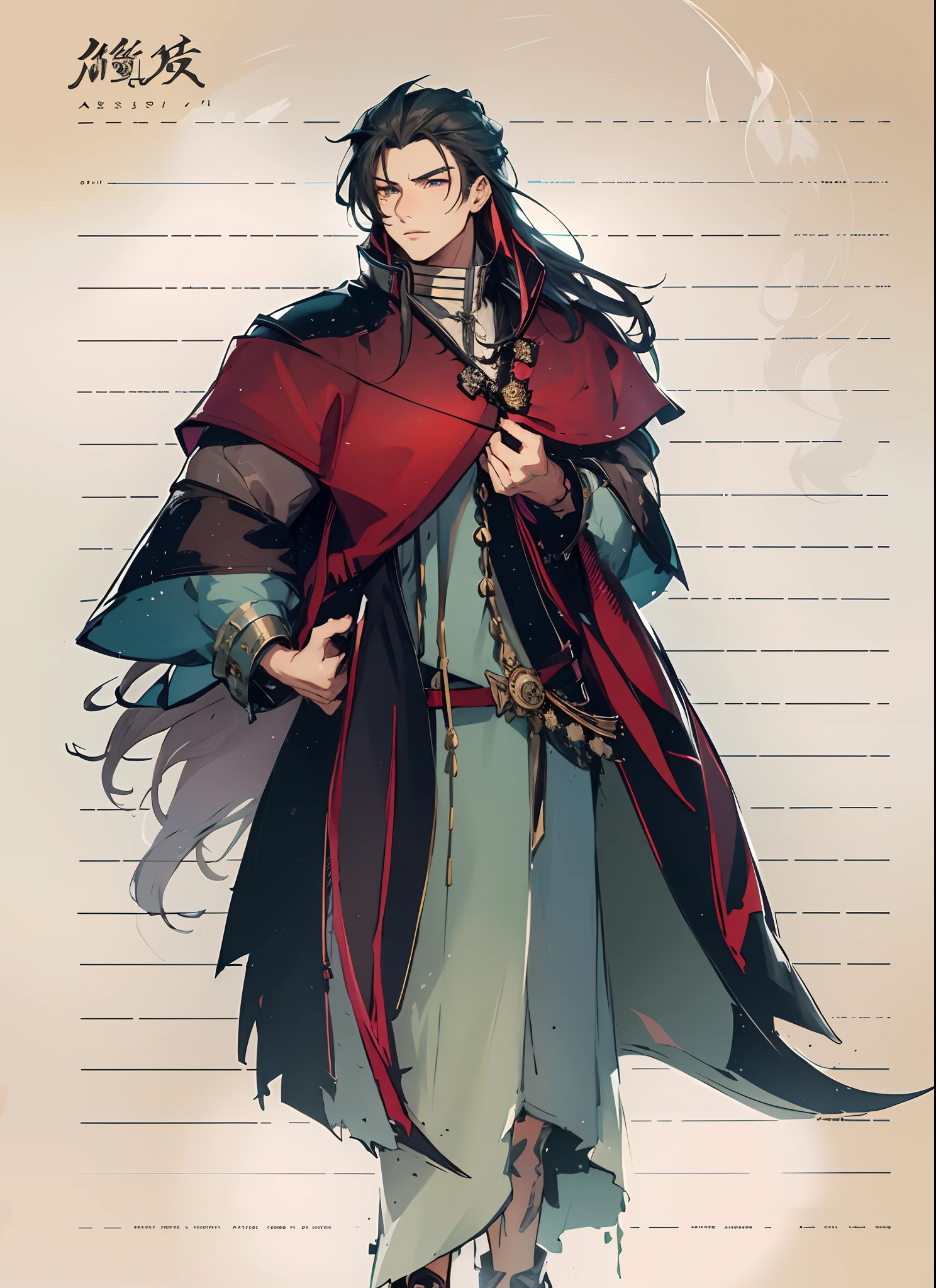 A man with long and flowing hair, dressed in a loose three-piece luxurious coat, Revealing a calm and carefree expression, this character embodies a finely crafted fantasy-style Chinese martial hero design in anime, characterized by a sophisticated and mature manga art style, high definition, best quality, highres, ultra-detailed, ultra-fine painting, extremely delicate, professional, anatomically correct, symmetrical face, extremely detailed eyes and face, high quality eyes, creativity, RAW photo, UHD, 8k, Natural light, cinematic lighting, masterpiece:1.5