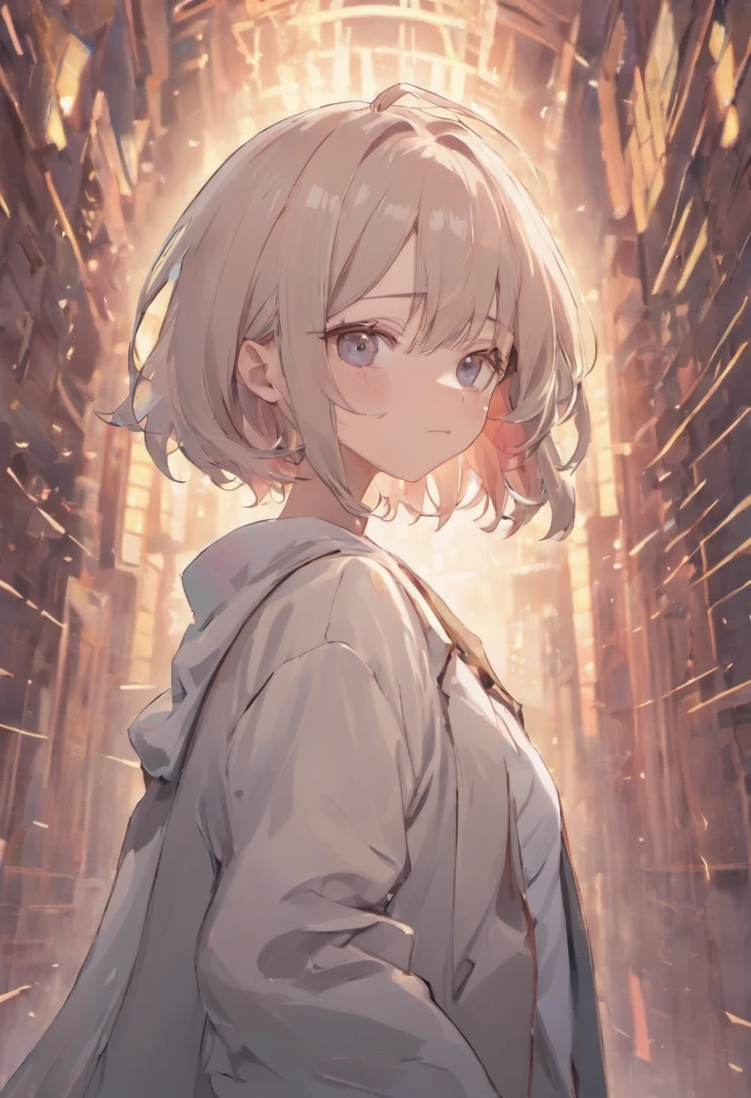 mothers，short detailed hair，Glasses in hand，Face full of wrinkles，With gray hair，style cartoon, (((Front view))),, highly  detailed, White coat，3D style