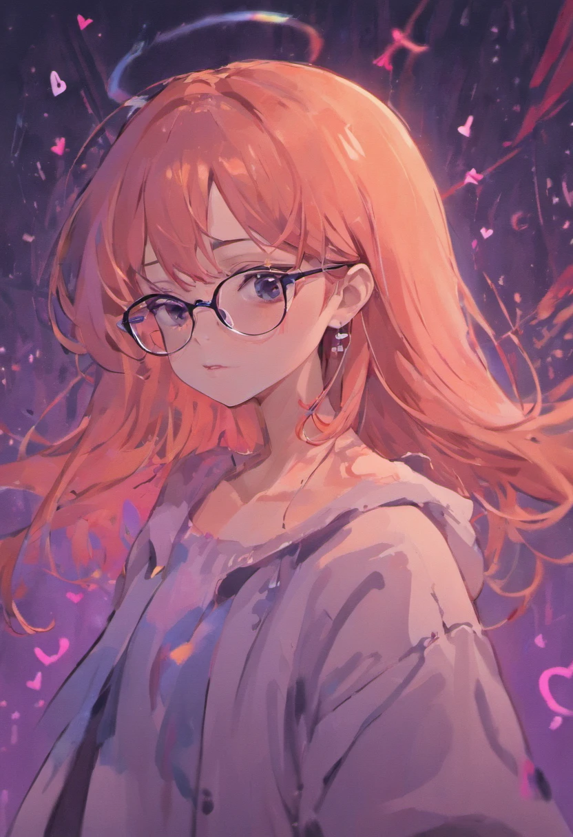 There is a woman with glasses and a necklace with a heart, inspired by Ion Andreescu, Inspired by Elsa Bleda, There is no Estiello Petra Collins, Simsbo, Wear prescription glasses, thick glasses, Long wet hair dripping, with square glasses, thick and red lips, solo portrait 🎨🖌️，Port wind