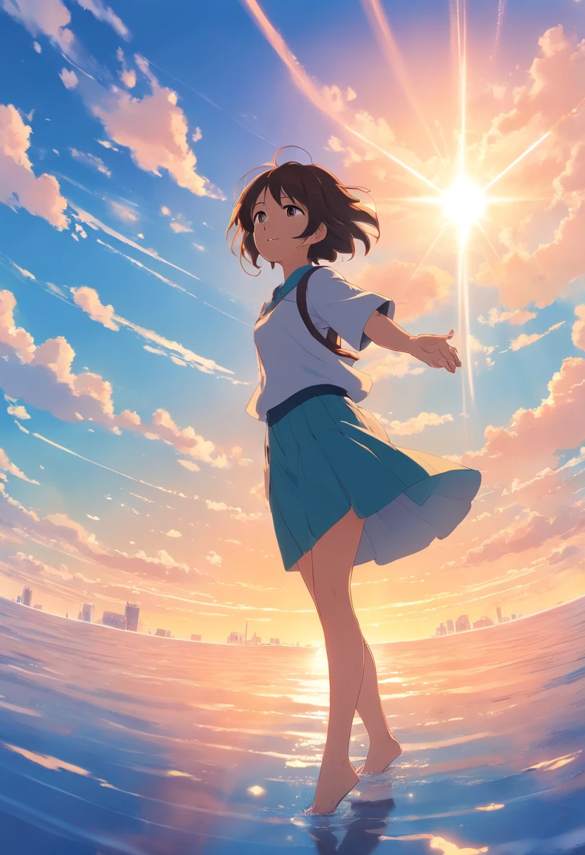 masterpiece、top-quality、Movie stills、1girl、Cloud Girl、floating in sky、a closeup、发光、happiness、Warm soft lighting、the morning sun、(Spark:0.7)