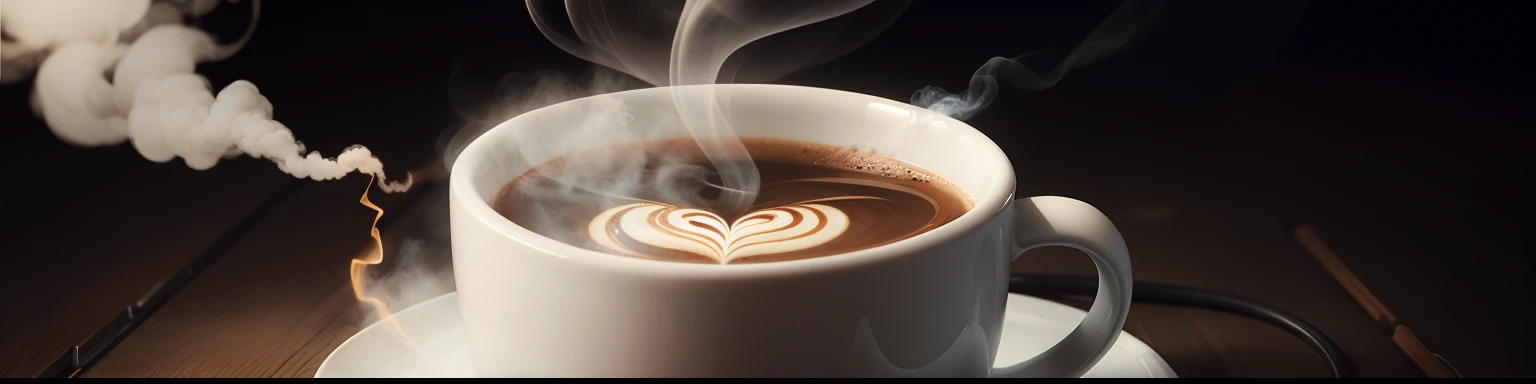 A cup of coffee with smoke in the form of electrical circuits