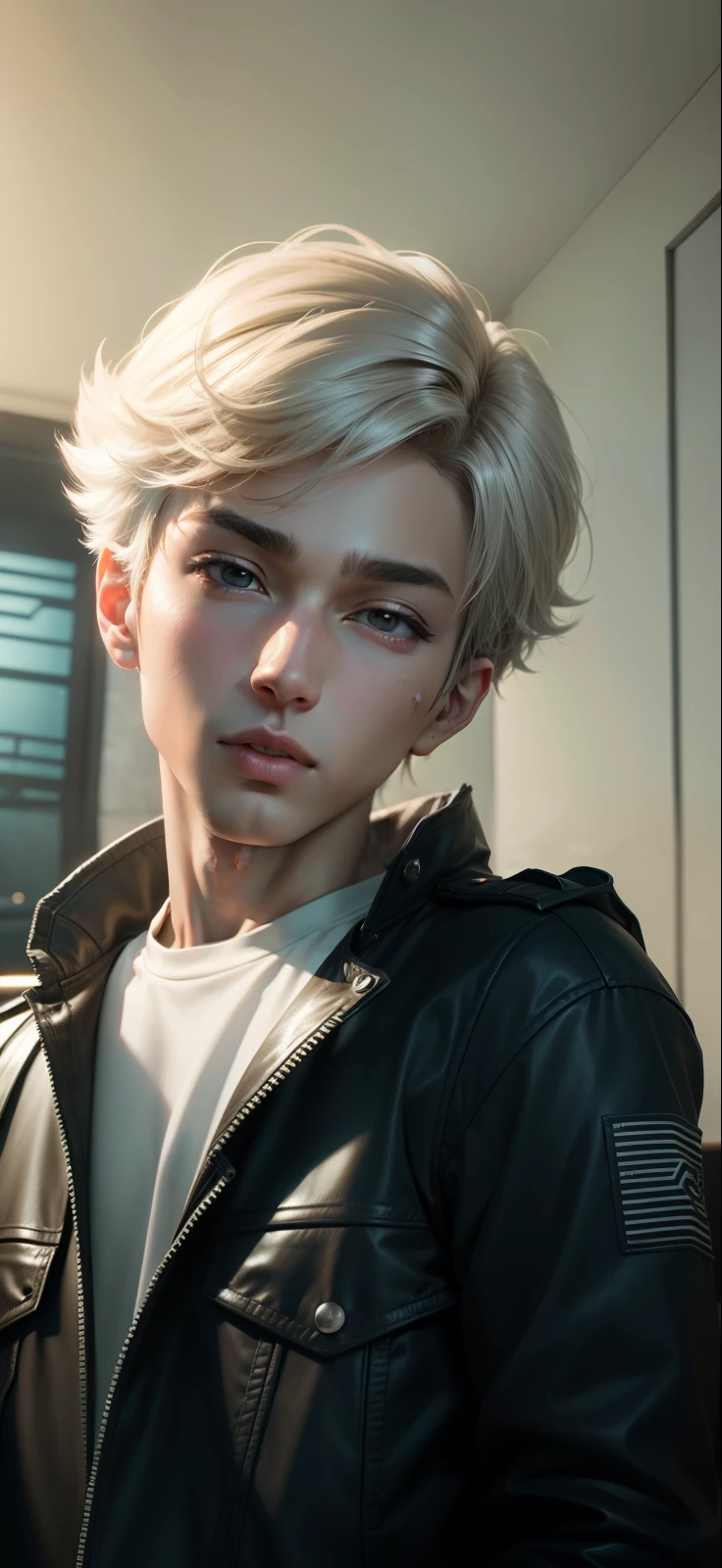 Ultra realistic super , super lighting , detailed skin , ultra definition , anime boy type face