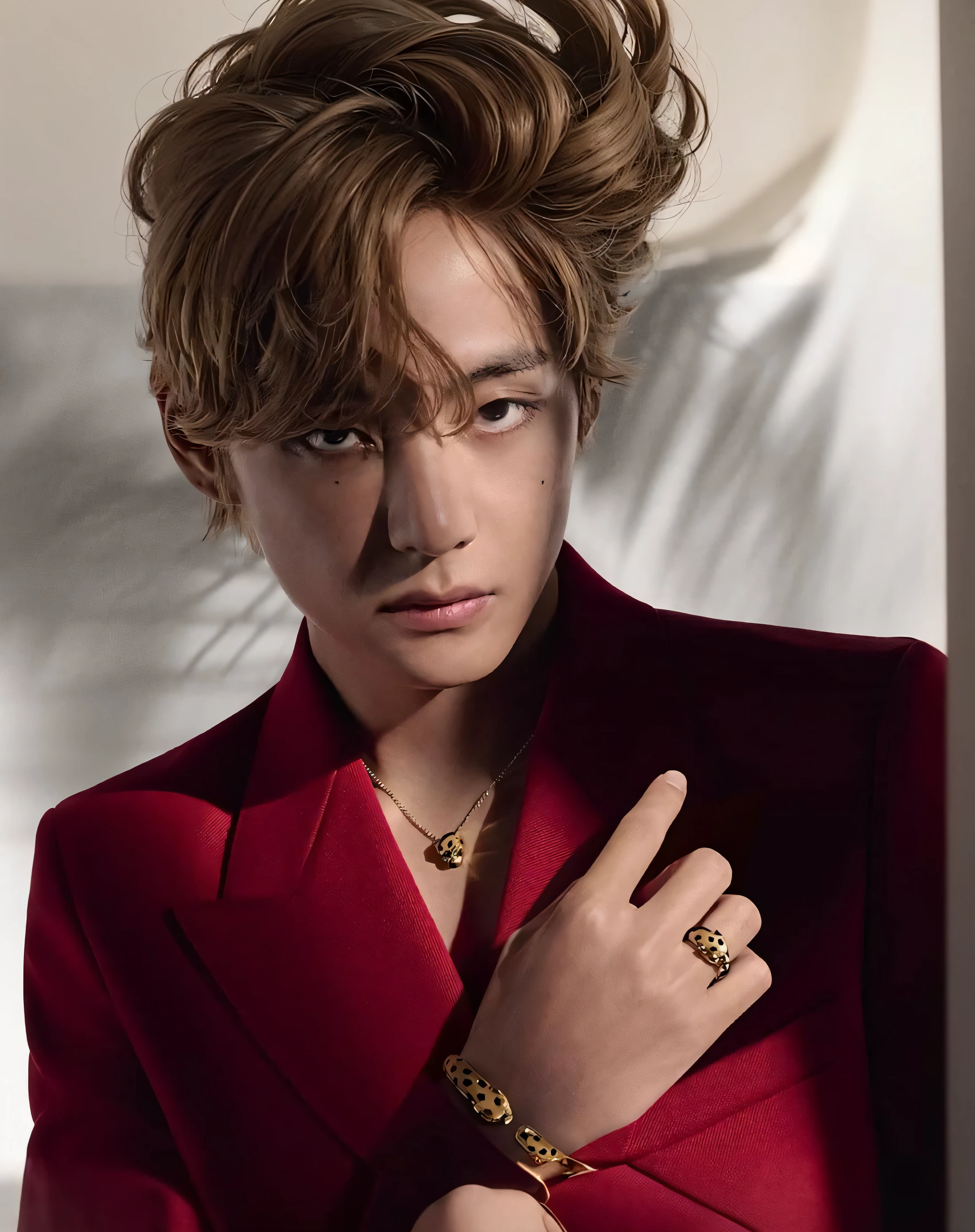 Full headshot, dirty blonde-tousled-slightly curly hair, white background with shadows matching the picture