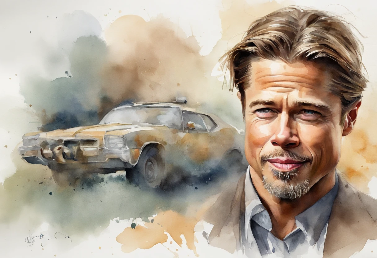 portrait of brad pitt , suite , medium shot , digital model, in the style of playful character design, hard surface modeling, tiago hoisel, cartoon-like characters, delicate materials, vivid color