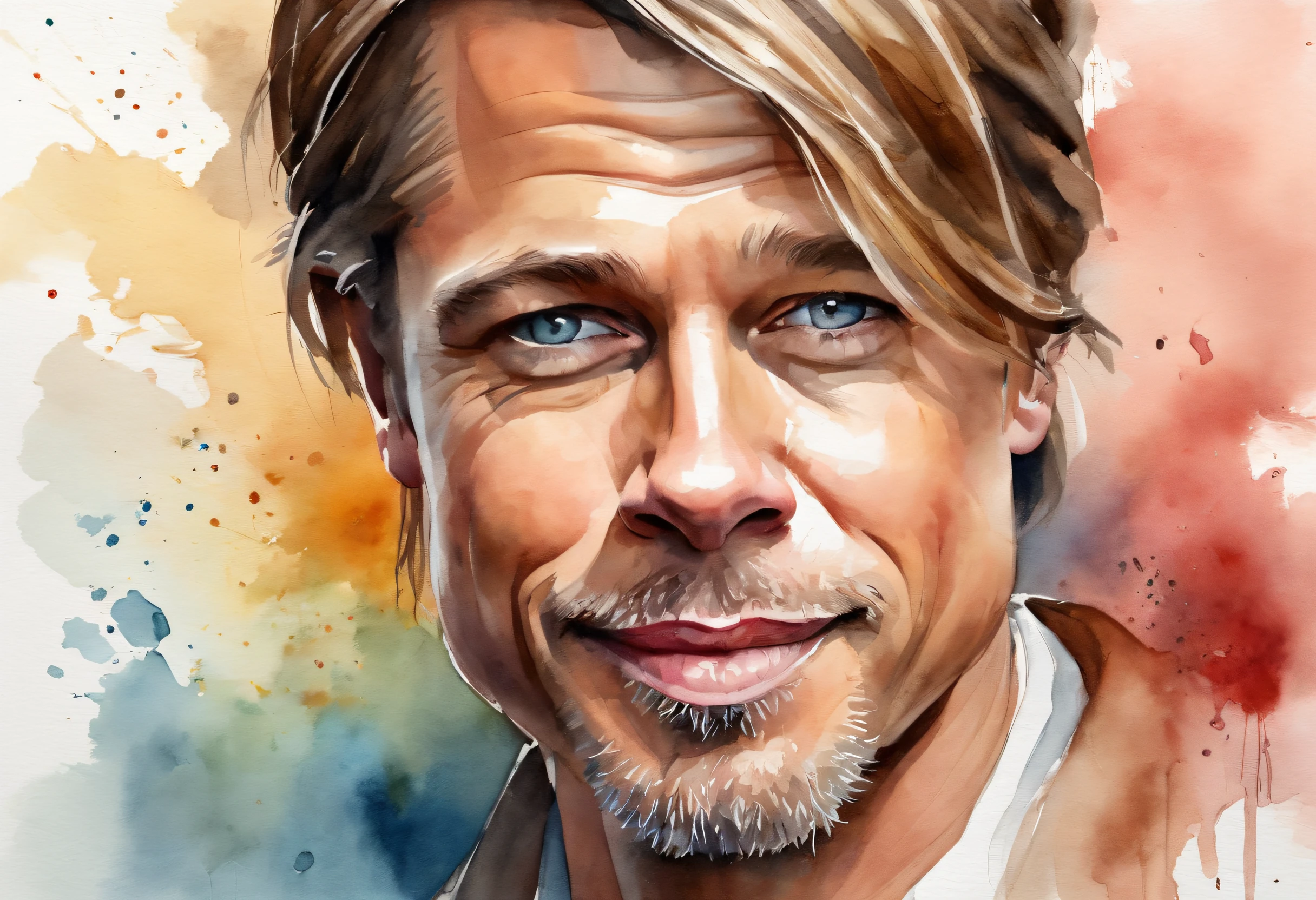 portrait of brad pitt , suite , medium shot , digital model, in the style of playful character design, hard surface modeling, tiago hoisel, cartoon-like characters, delicate materials, vivid color