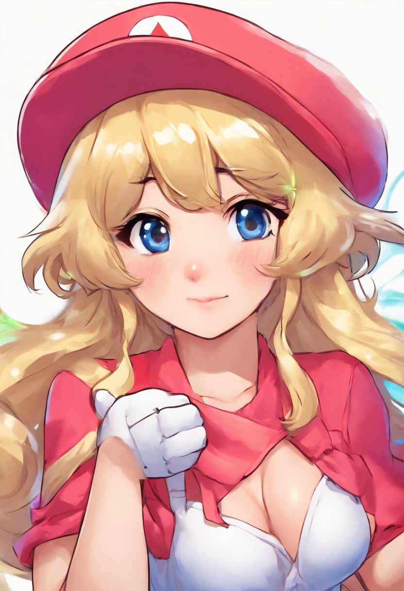 realistic, 1girl, mario bross hat, mario bross cosplay costume, sexy pose, sexy, elegant, simply background