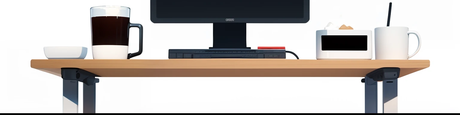 Flat design, all white background, small coffee cup on the right, with programing code written on the cup