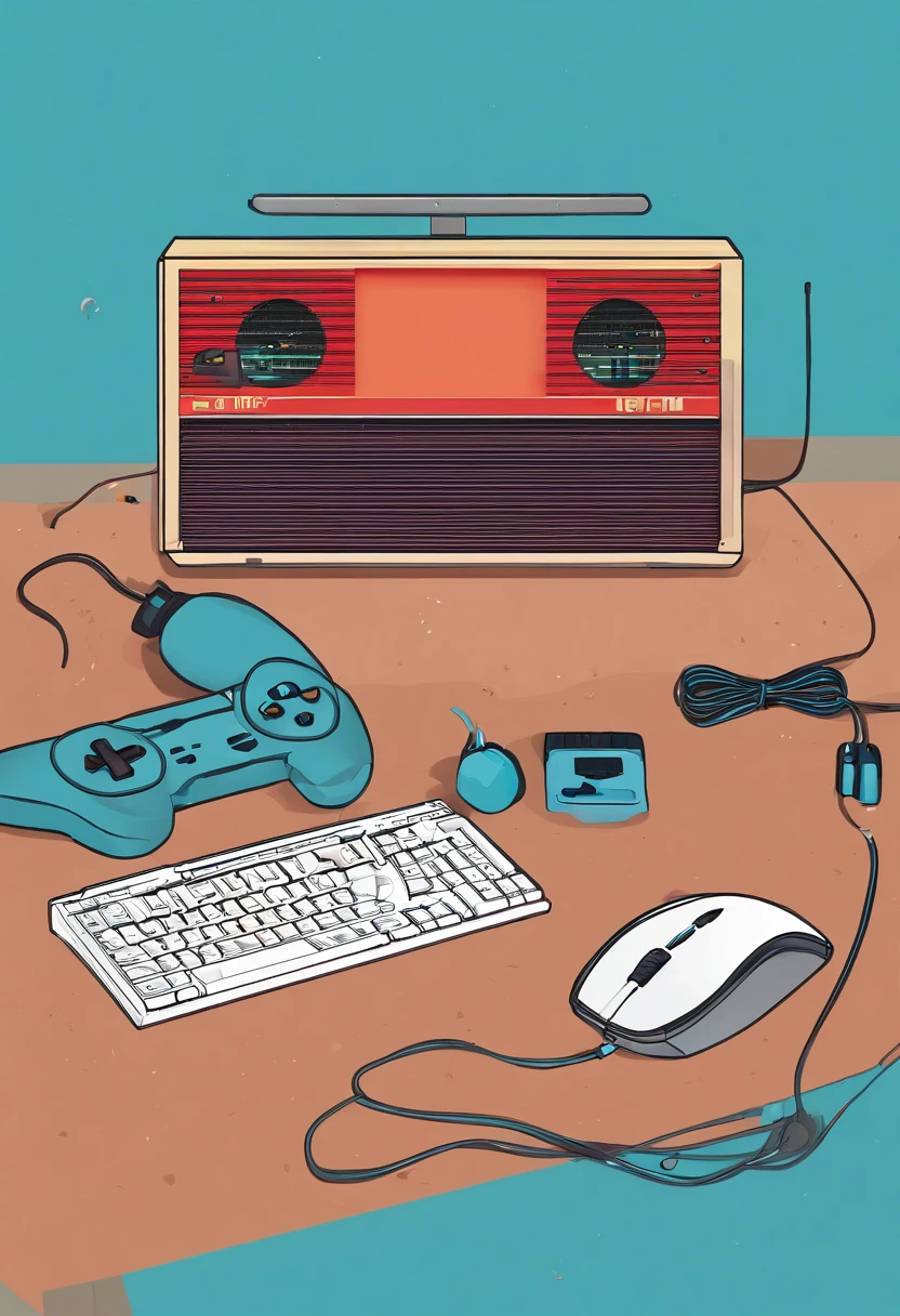 "Create a visual representation of gaming peripherals on a blue background. Position the name 'Jeferoom' in the center of the image and include a console control on the left, a mouse on the right, um teclado abaixo e um headphone acima, com blocos pixelizados decorando o fundo."