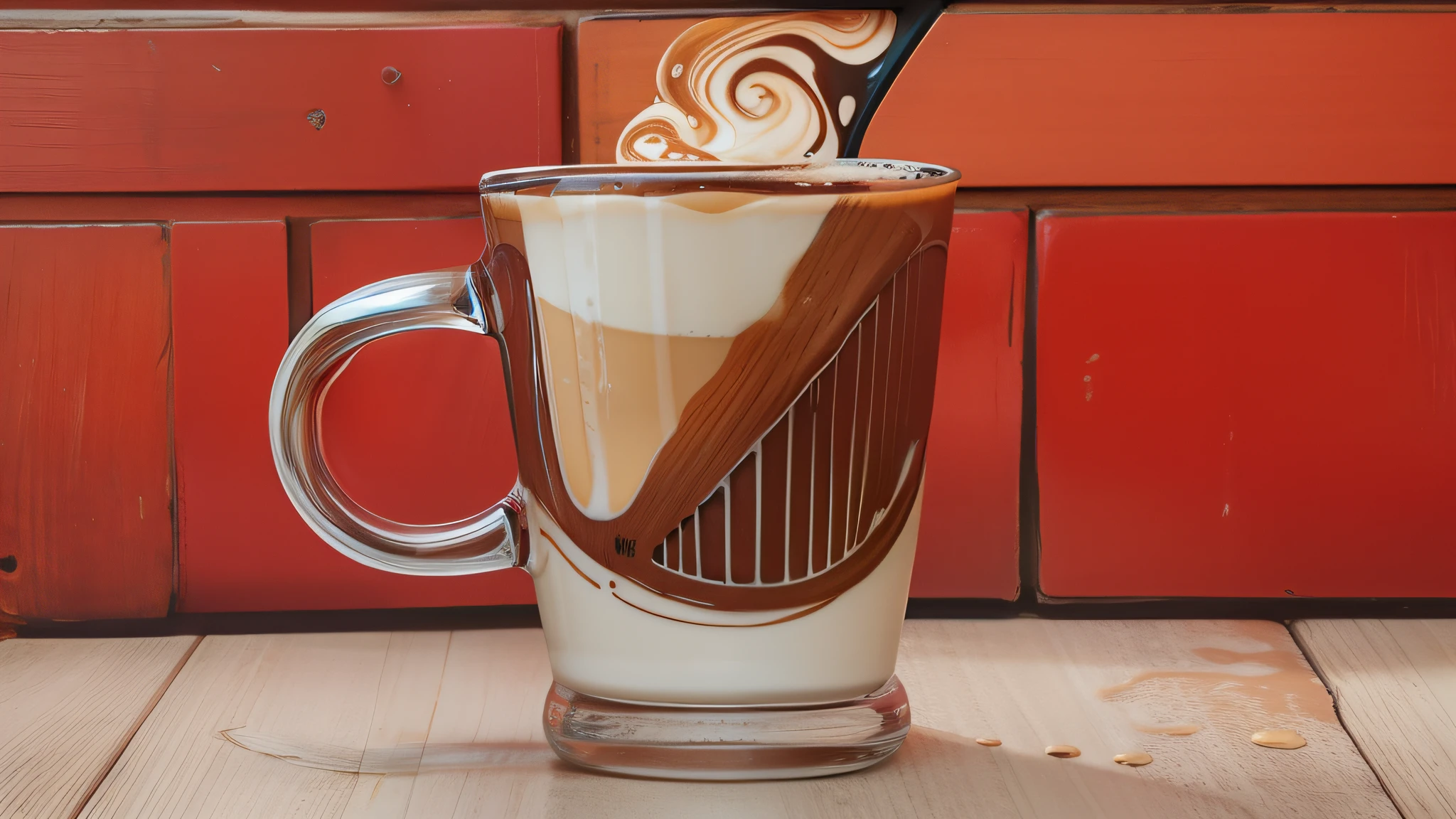 Surrealista inspirado em Van Gogh, Latte Art in the mug
