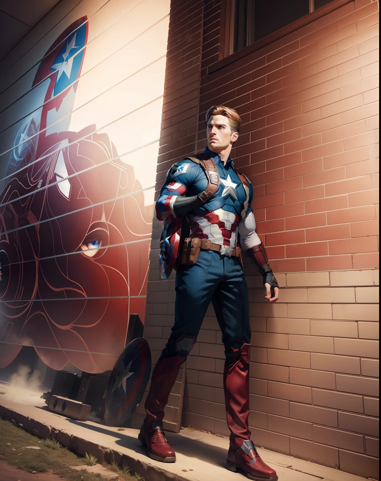 Background change Marvel theme captain america captain america shield realistic face realistic 8k quality