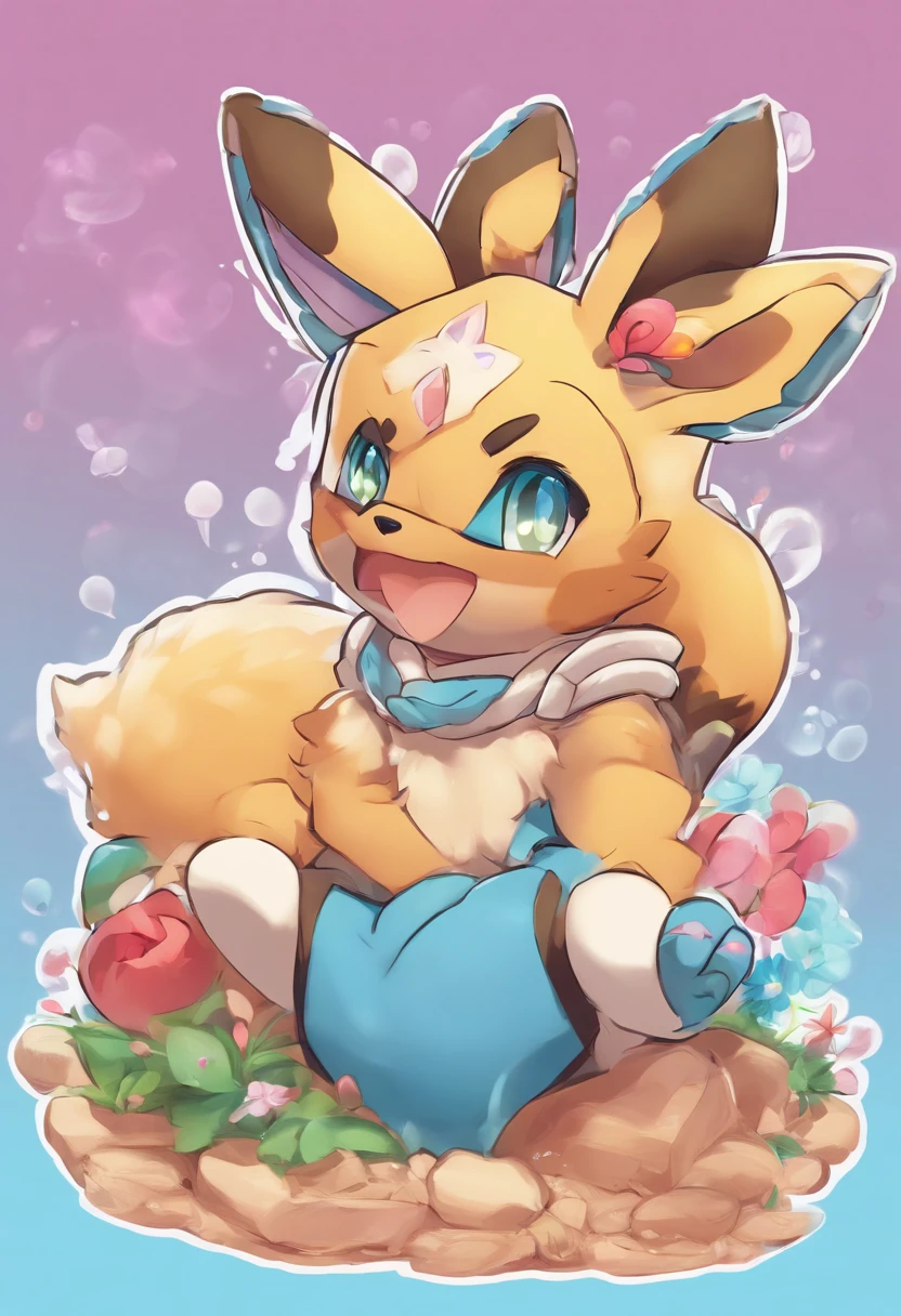Lucario, chibi, Bloaty tummy, swollen tummy, Sitting, Huge tummy