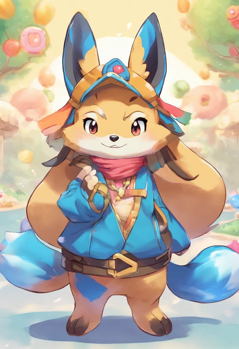 Lucario, chibi, Bloaty tummy, swollen tummy, Sitting, Huge tummy