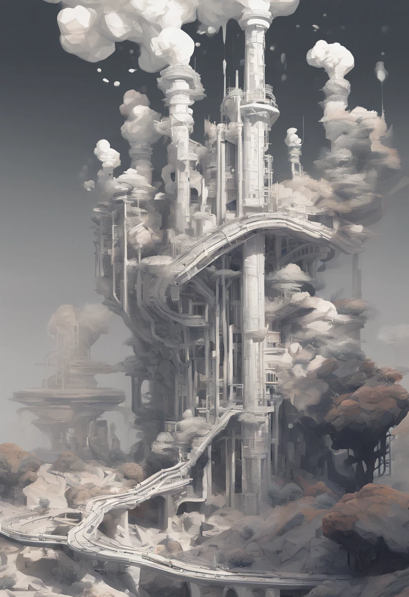 Intricate details crazy beautiful black woman, Molten wax, mycelium, abstract expressionism,White and black color scheme, surrealism, ruanjia, White background,fantasy, ultra - detailed, concept-art, author:Edmund Dulac,and Cy Twombly and Irakli Nadar,by Jackson Pollock, isometry, Digital art, smog, polluted, Toxic waste, Chimneys and railways, 3 d rendered, rendering by octane, volumetry, by Greg Rutkowski
