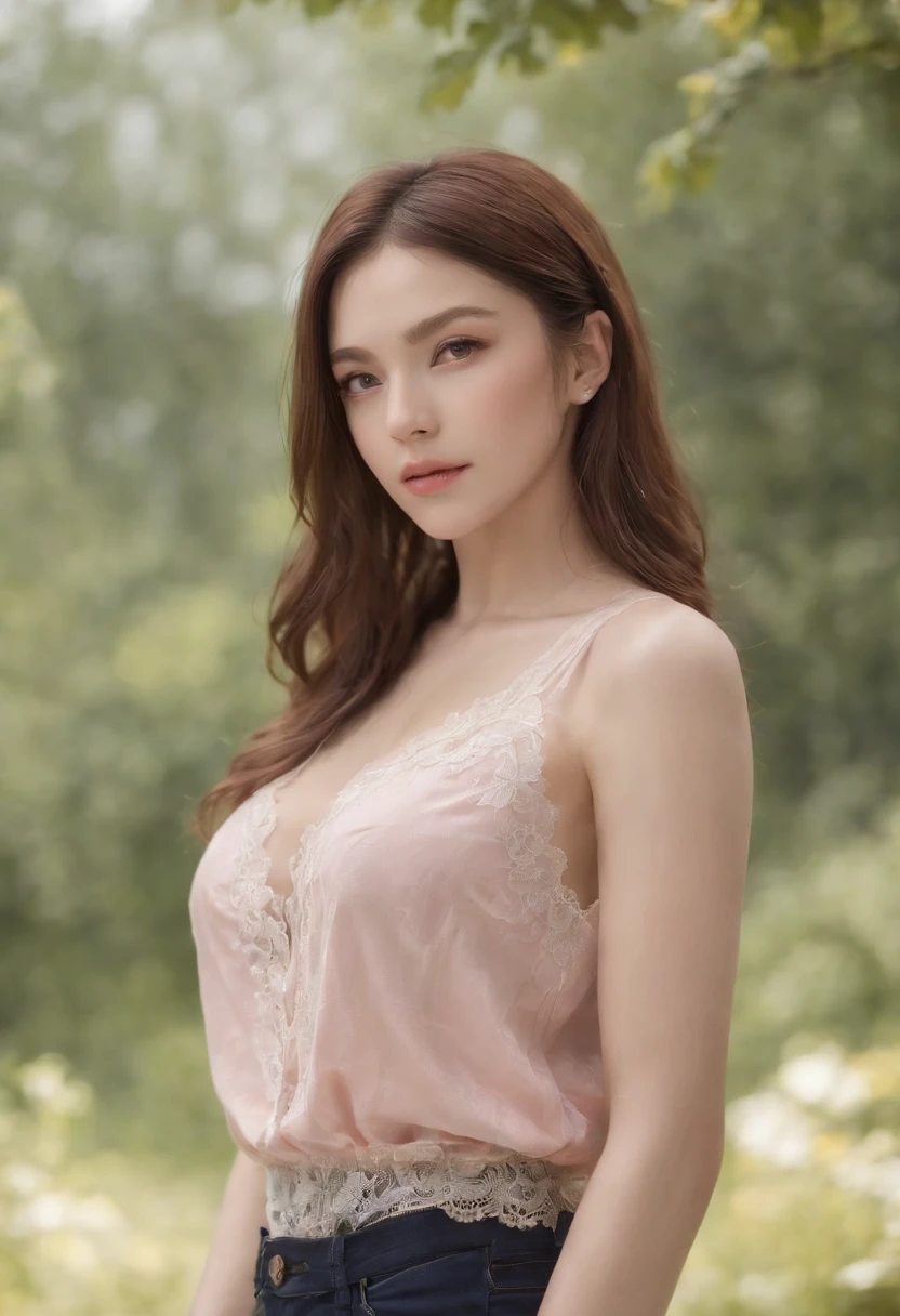 1girll,beautiful vintage color,Instagram,RAW photos,best qualtiy,tmasterpiece:1.2),(realisticlying,Photorealistic:1.3),(Sharp focus:1.2)Black hair, Very long hair,Bare thighs Thick thighs, Large , Muscular, Leggings, vests, , Toned body,eBlue eyes,beauitful face,Perfect litthing,beatiful detailed eyes,stunningly beautiful woman,detailed hairstyles,detailed back ground, 超A high resolution, Depth of field, color difference, Caustics, Broad lighting, 。.。.。.3D, hdr(HighDynamicRange),Ray traching,NVIDIA RTX,Hyper-Resolution,Subsurface scatterPBR Texture、post-proces、Anisotropy Filtering、depth of fields、maximum definition and sharpness、Many-Layer Textures、Albedo e mapas Speculares、Surface coloring、perfectly proportions、rendering by octane、Two-colored light、largeaperture、Low ISO、White balance、the rule of thirds、8K raw data,Light pink lace transparent top lace vest,Rose red lace transparent raised briefs (Extremely long hair), Solo, (Topless),Fair skin, The skin is rosy and shiny