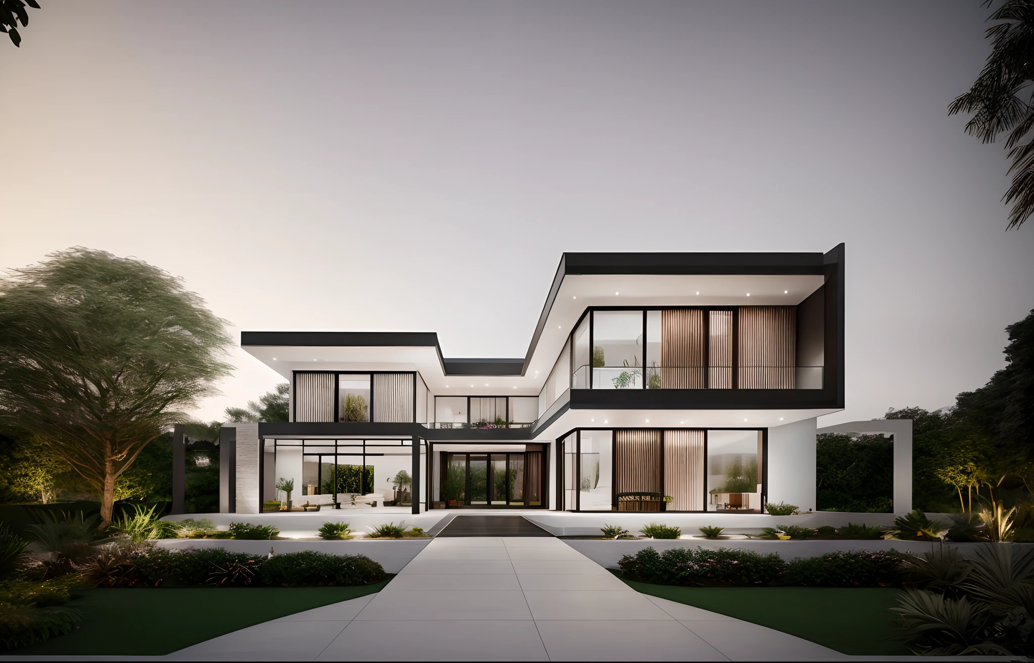 (super detailed) realistic photo of villa, outdoor,exterior design, best render, 24mm, f1.8, light, wide angle