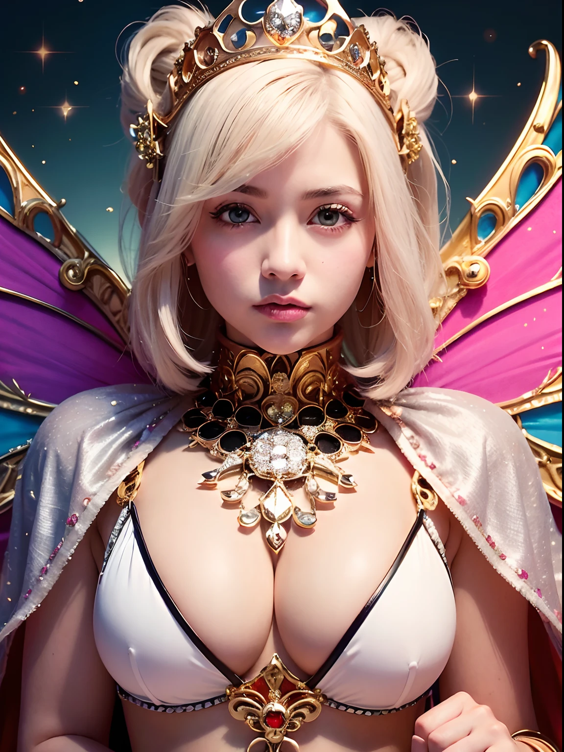 (（Floral Micro Bikini）), Professional , ​masterpiece、top-quality、photos realistic , depth of fields （Gemstone Flower Metal Body:1.4),(Matte Silver Pink、Jewel Gold Weapon、（Gorgeous castle background）、（ultimate beauty girl）、（Flower rainbow fairy wings grow）、（Jewel Flower Metal Body:1.９),Gorgeous Jewel Metal Weapons , Detailed Sword of the Brave ,（ a blond）   ,warhammer 40k ,(（Floral Micro Bikini）)、Particles of light、（Beautiful flower garden background）、 adepta sororitas,Detail and ornate jewel crown、独奏、Brown hair、（Gangle's forest background）、Beautiful Caucasian beauty、１a person、dynamic ungle,(((Diamond tiara with detail and luxury)))、a small face、Powerful poses、（Gorgeous castle background）、huge filesize、20 year old beautiful woman、Thin female fingers、Straight long hair、Beautiful Caucasian beauty、Valley、Fairy of Light、Particles of light、