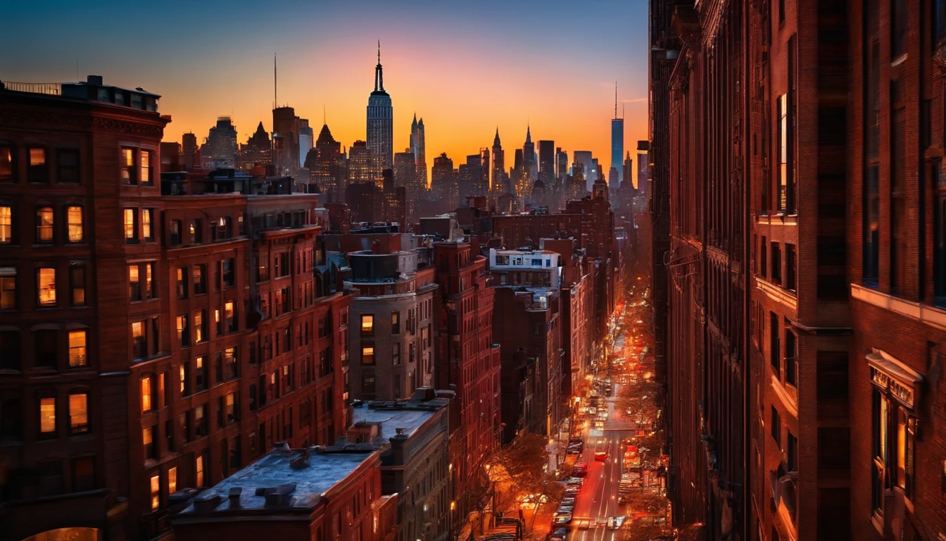 Imagine a serene New York City morning, with the sun rising and casting a warm glow over the city's iconic skyline