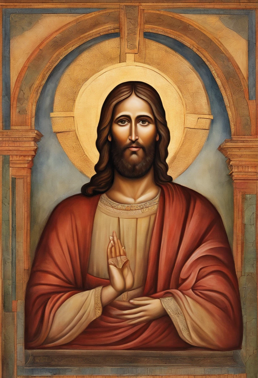 Jesus Cristo, sitting in a meditation position, diante de um orisonte lindo, com o sol se pondo, in connection with the divine, foto retrato, Directed by: Drew Tucker, Directed by: Adam Marczyński, Directed by: Alexandre Kucharsky, Directed by: Gavin Nolan, Surrealismo 8K, Directed by: Jason Felix