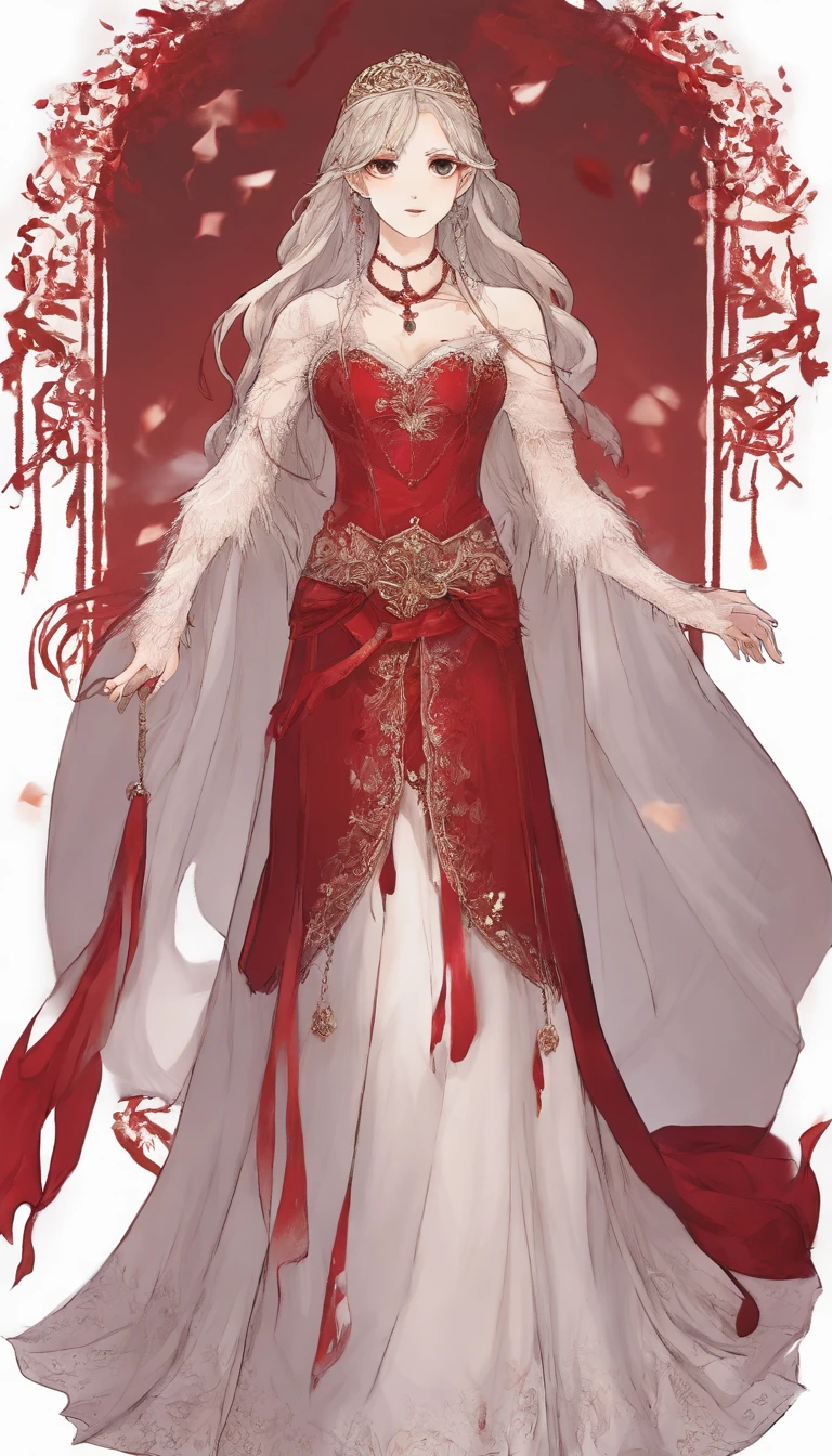 Female bride,Blood-red clothes,dark,super detailing,Masterpiece, Best quality