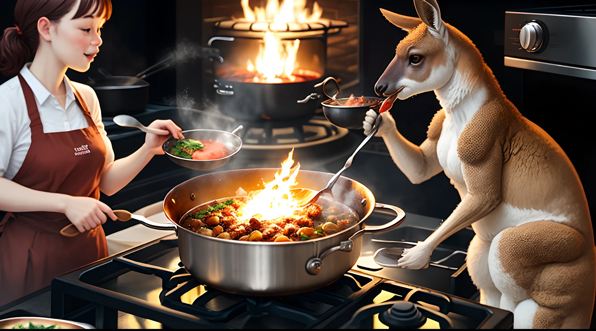 strong kangaroo cooking