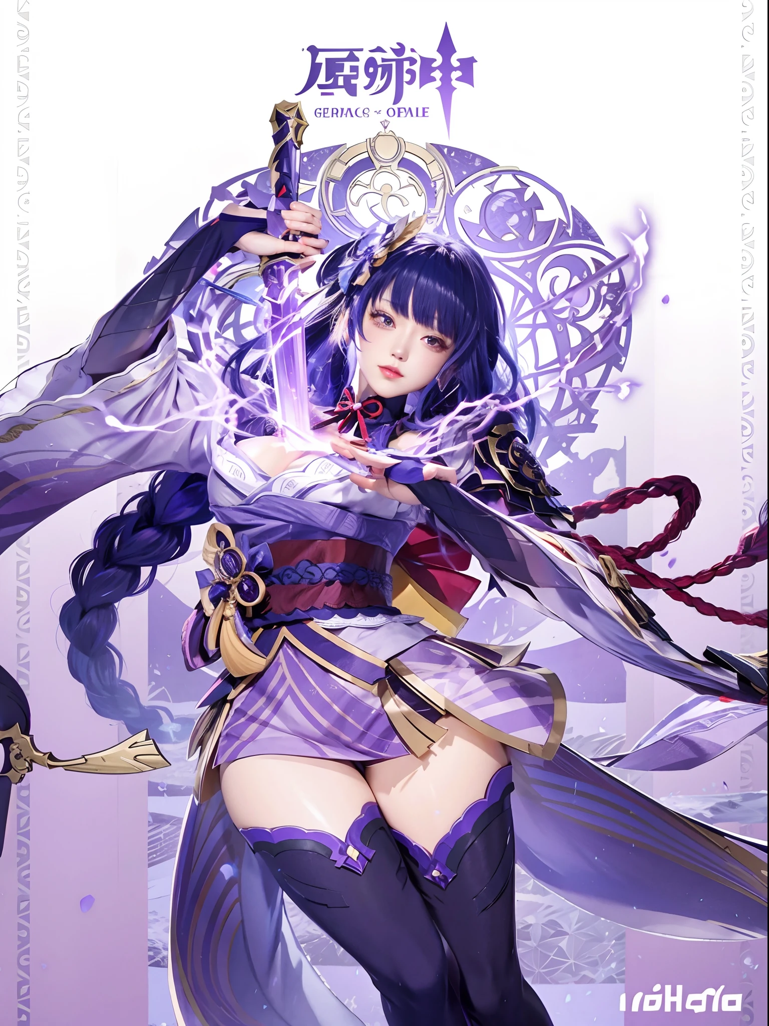 Anime girl holding sword with sword and purple dress, Ayaka Genshin impact, ayaka game genshin impact, zhongli from genshin impact, Keqing from Genshin Impact, hyuga hyuga, shalltear from overlord, black-haired mage, high detailed official artwork, Fire emblem, onmyoji portrait, ((a beautiful fantasy empress)),Extra-large big breasts,blush,