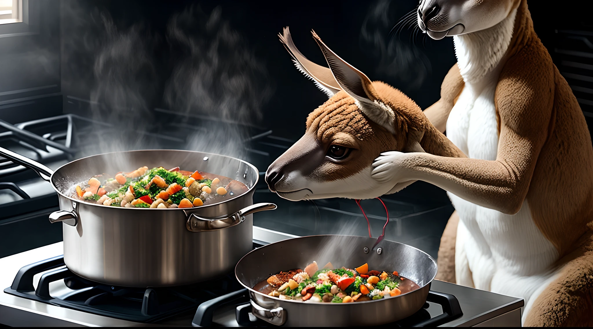 strong kangaroo cooking