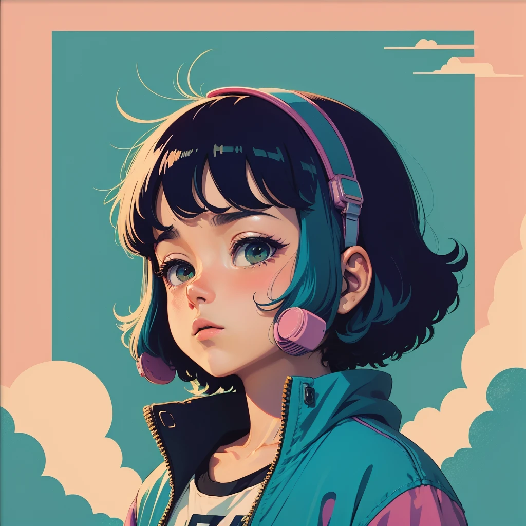 Lo-Fi(Lo-Fi) Studio Ghibli Style, Awesome colorful, Outerwear, Synthwave, lofi art,90s style,Old texture, pop art, lively, amplitude, 90s vibe, Vast technology,8K wallpaper