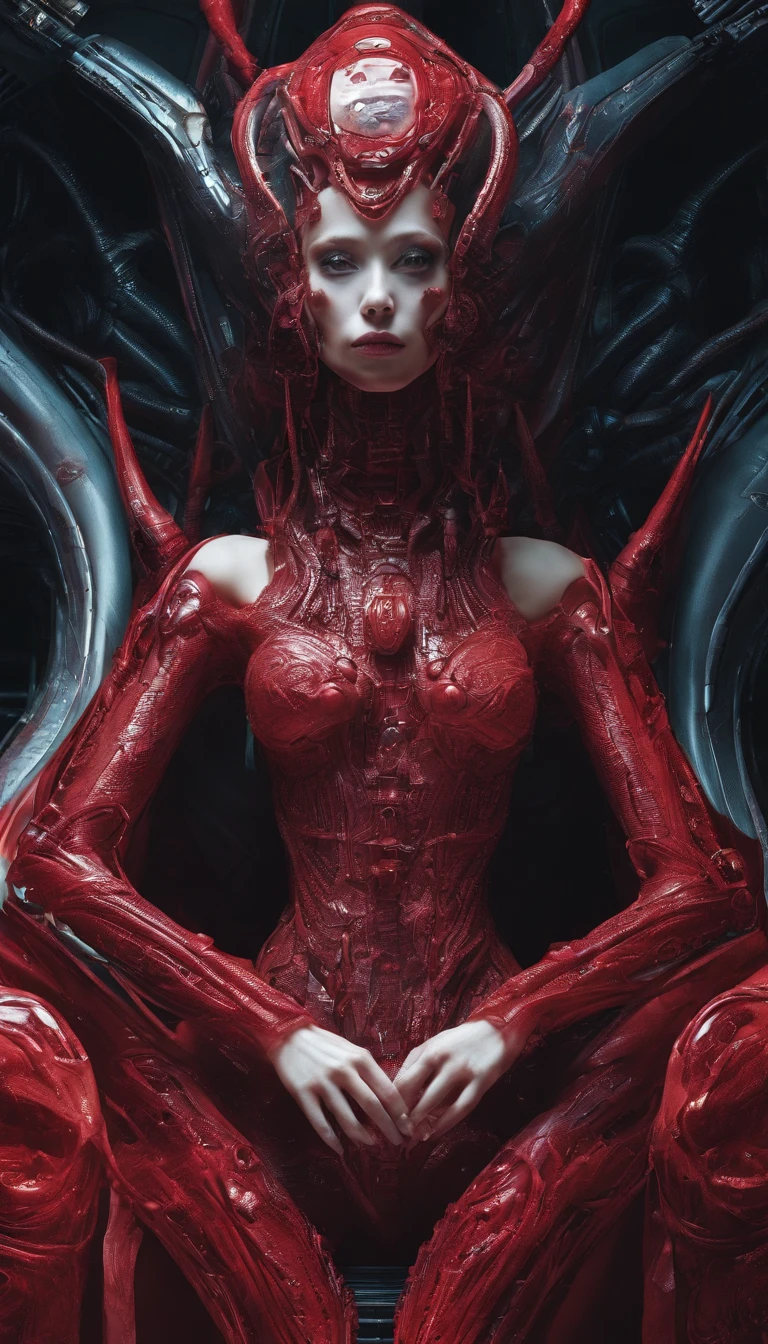 Female bride,Blood-red clothes,Dark,super detailing,Masterpiece, Best quality