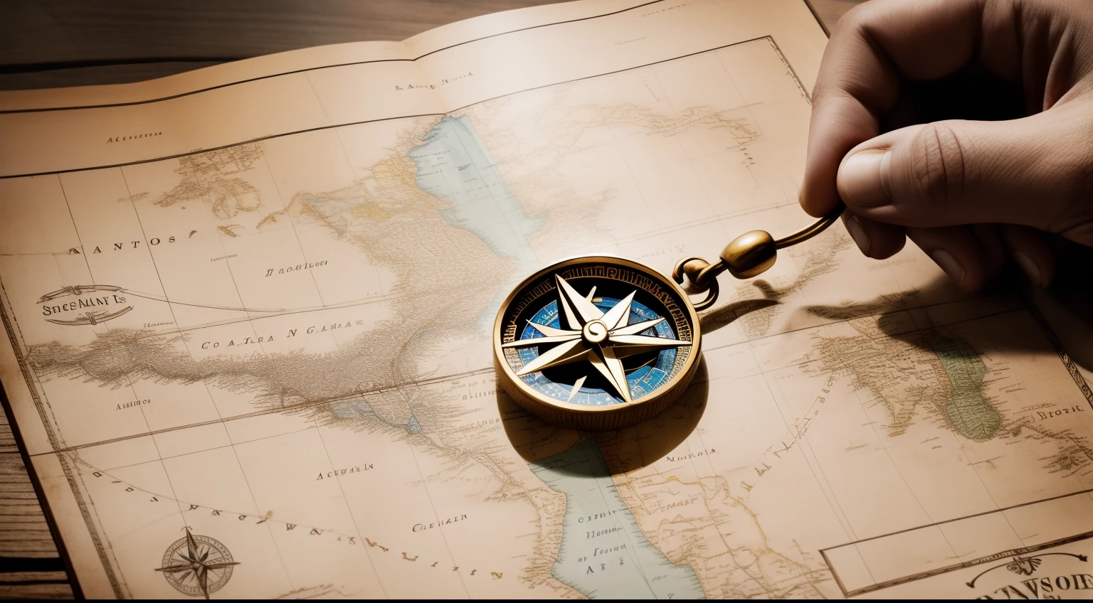 A symbolic representation of hands holding a map and a compass, symbolizing the guidance and strength God gives us during our journey..