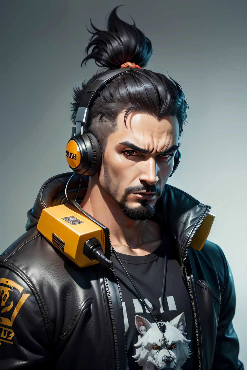 serious (1man), salts food, pompous pose, (Salt bae), futuristic outfit, smoke in background, render, unreal 5, 8k, ultra quality, (((masterpiece))), (reelmech:0.9), cyberpunk 2077,