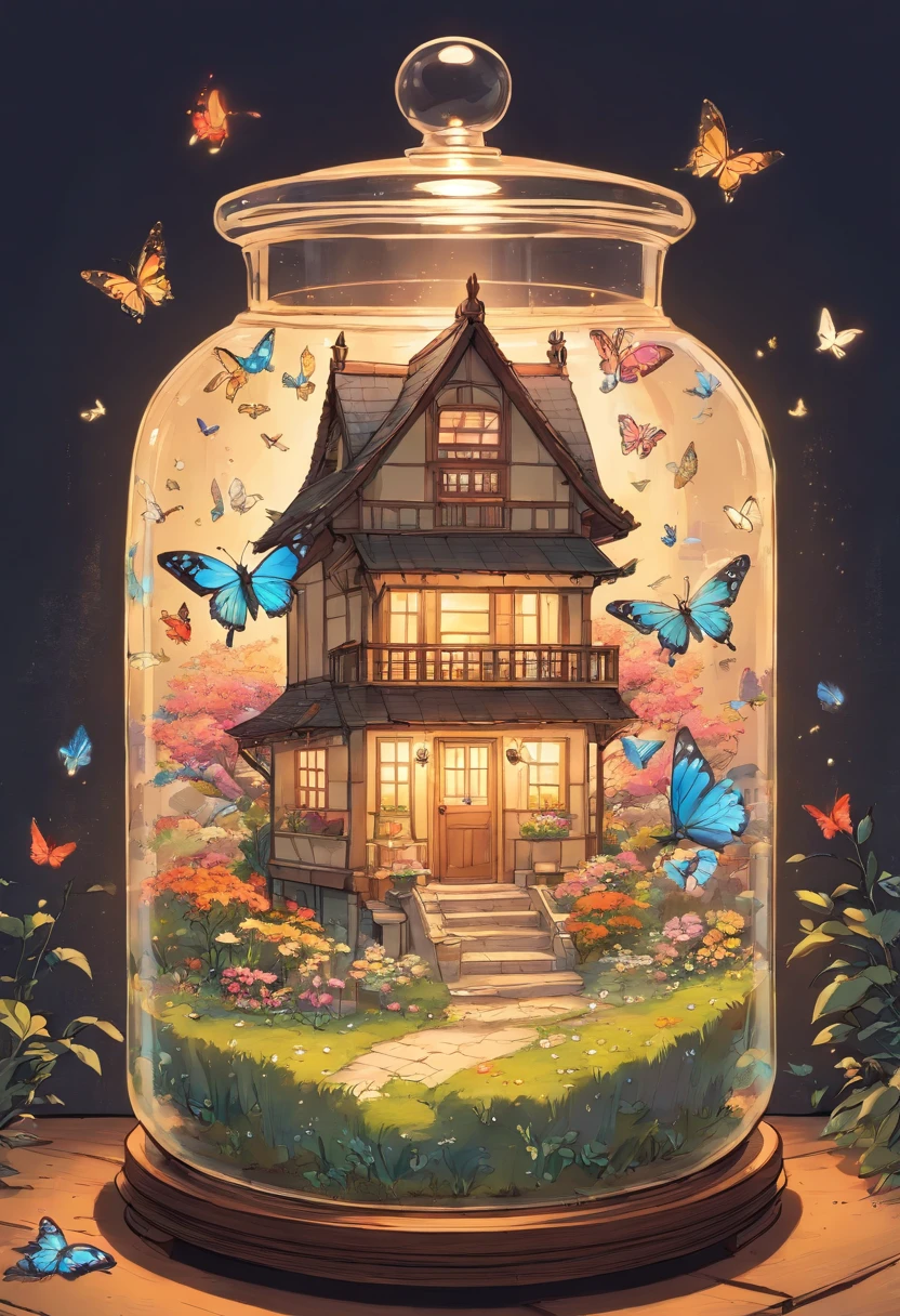 a drawing of a house in a jar with flowers and butterflies, beautiful detailed illustration, very detailed illustration, detailed sketch drawing, highly detailed drawing, black and white detailed sketch, detailed ink illustration, detailed intricate illustration, highly detailed illustration, detailed ink drawing, cute detailed artwork, intricate detail drawing, detailed intricate sketch, beautiful detailed, clean ink detailed line drawing, detailed drawing