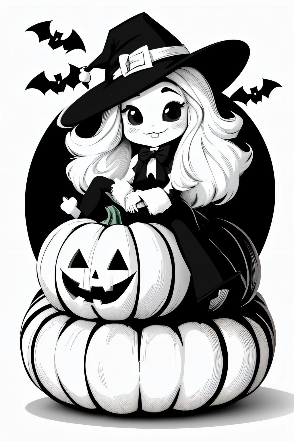 Black and White Coloring Book for Kids Cartoon Style Pumpkins Cute ,Halloween background, Christmas has, black outline ,No shading, No shade , Noir et blanc, white background, no background , white elements, white characters ,AR 2:3, --ar 2:3 --V 5 --Q 2 50. --s 2