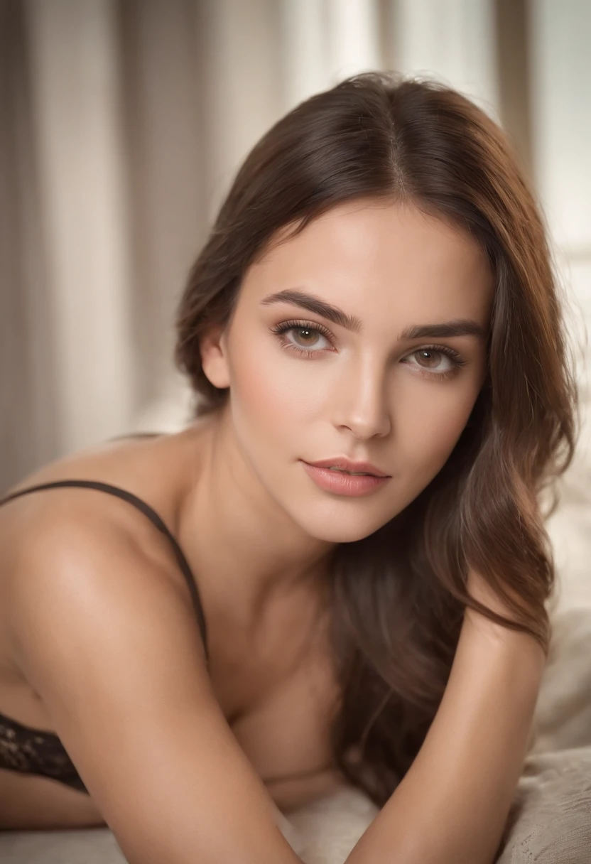 mulher sexy, 20 anos, esguio, atletic, pele bronzeada brilhante, Seios enormes, cintura fina, cabelos loiros cacheados, lingerie branca, Realistic, fotografia, real, natural