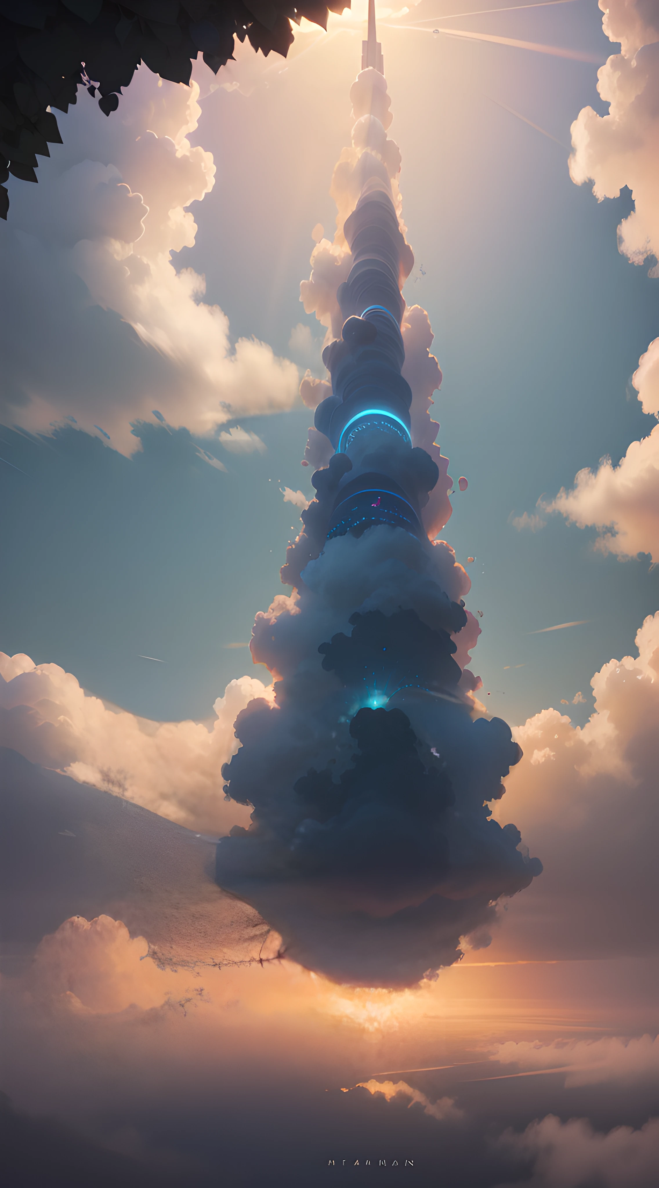 (8k masterpiece, best quality:1.3) Generate a captivating image of a cloud world suspended high in the sky. This ethereal realm should feature immense, billowing clouds that form both landscapes and structures, reminiscent of a dreamlike city among the heavens. The clouds should have varying textures and opacities, creating depth and intrigue in the scene. Sunlight filtering through the clouds should cast warm, inviting rays, and there should be hints of vibrant colors breaking through the white expanse. Emphasize the sense of wonder and tranquility in this surreal, weightless world where reality and imagination meld into a breathtaking vision, volumetric lighting, ray tracing, quixel meagascan, 3d render, cg9 studio, unreal engine 5, sub_surface scattering, huge filesize, absurdres,