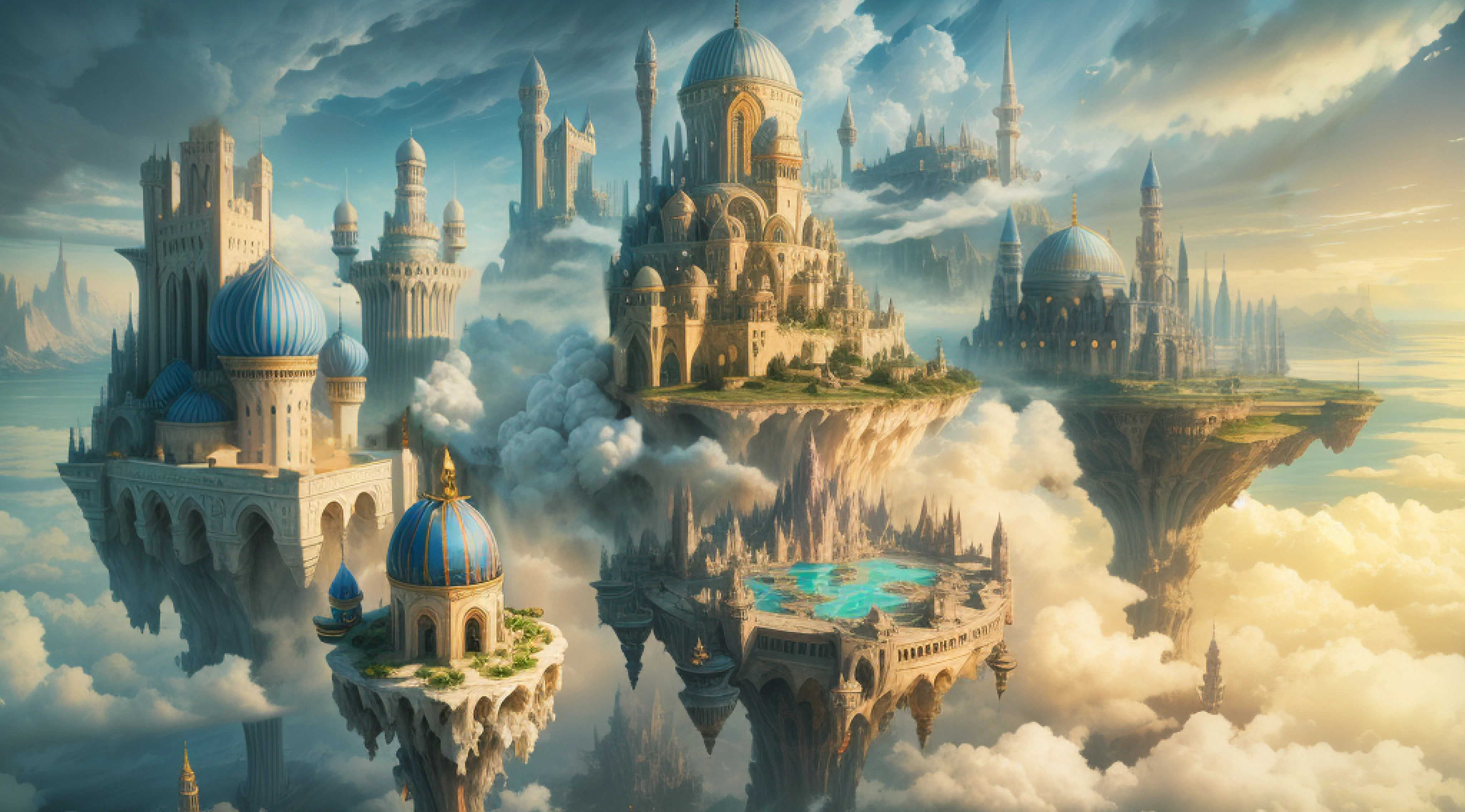 epic shot, magical city of wizards, Middle East architecture