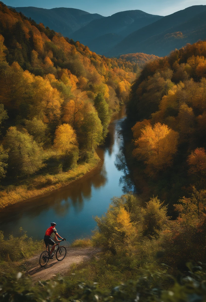 Ciclista, montanha, 8k, arvores, rios, adrenalina
