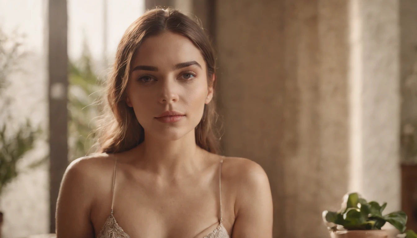 Garota linda magerrima deitada em uma mesa vestindo bikini 8k