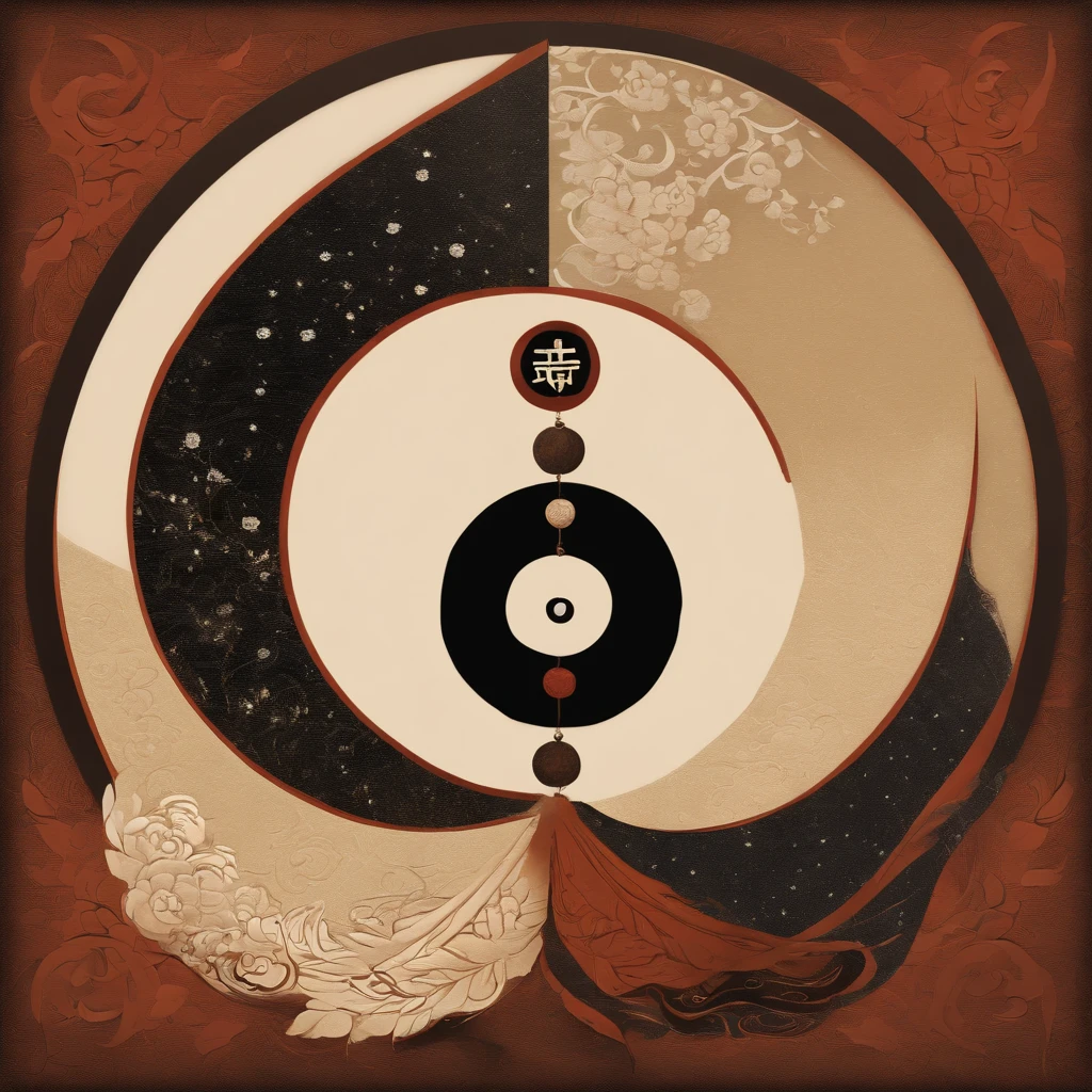 (harmony, balance, yin-yang), Chinese silk painting, Tai Chi principles, fluid motion, interconnected elements, the interplay of contrasting forces, Daoist philosophy, a touch of the I Ching, warm and cool color palette, reflective art, inspired by Laozi, Zhuangzi, Yin Yang diagrams, Taijitu, the Bagua, the fusion of the spiritual and the physical,1girl,solo, grabbing breasts,, daoist, summon magic, cinematic lighting, fire and ice split, bagua background, circular bagua, yi yang, daoist practice, mediation sit, buddha sit, spiral loong, cloud loong at the top,