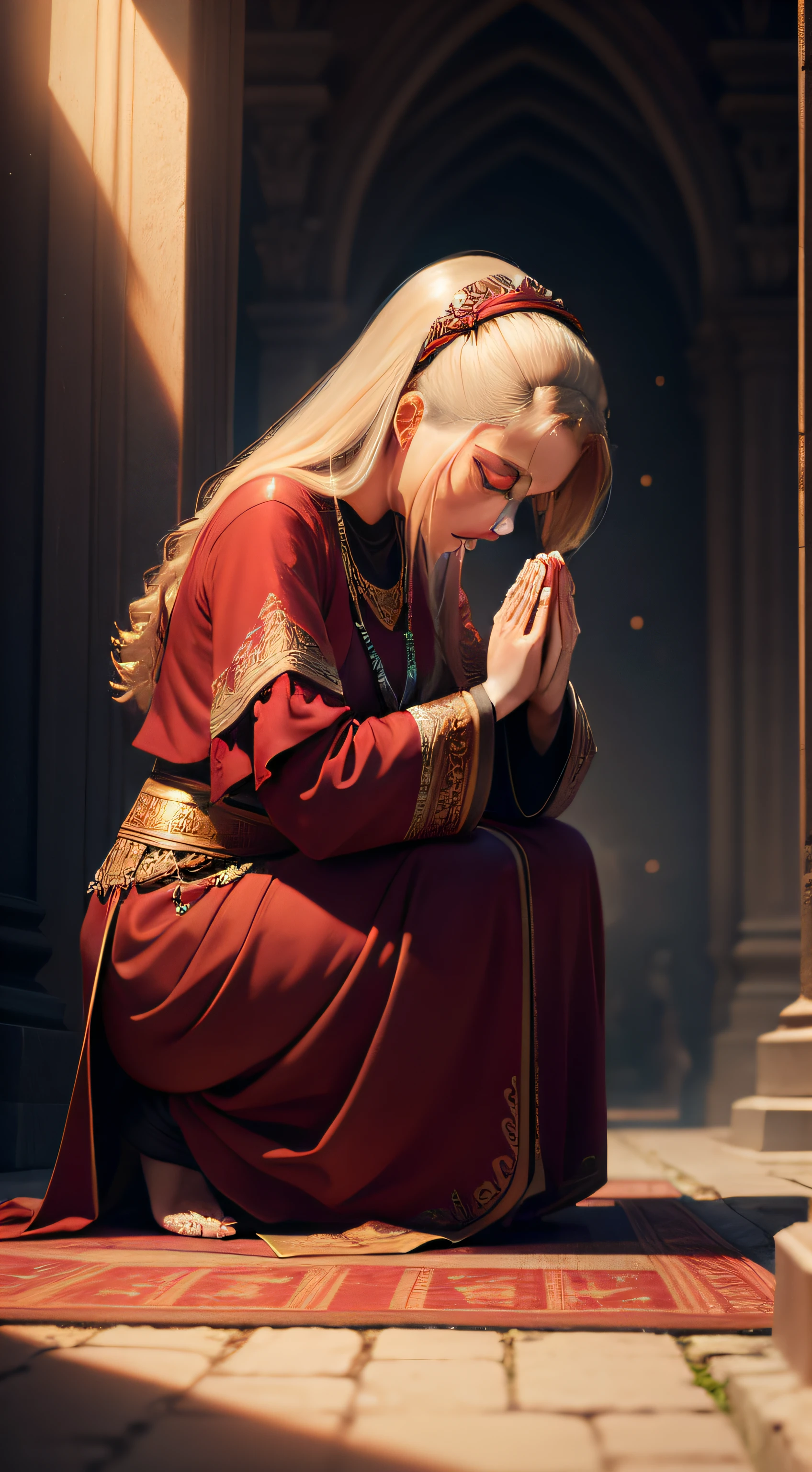 Image of a woman praying in high definition and realistic
