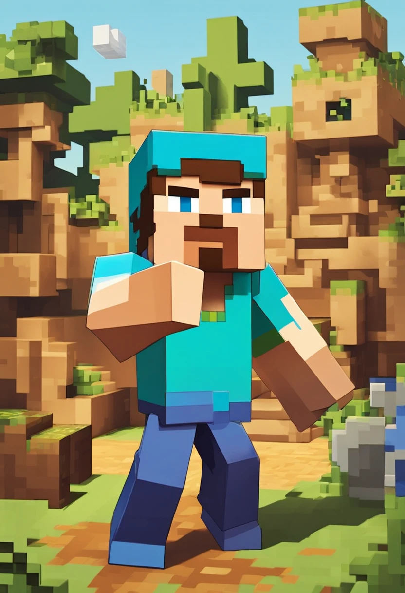 minecraft steve punching wood