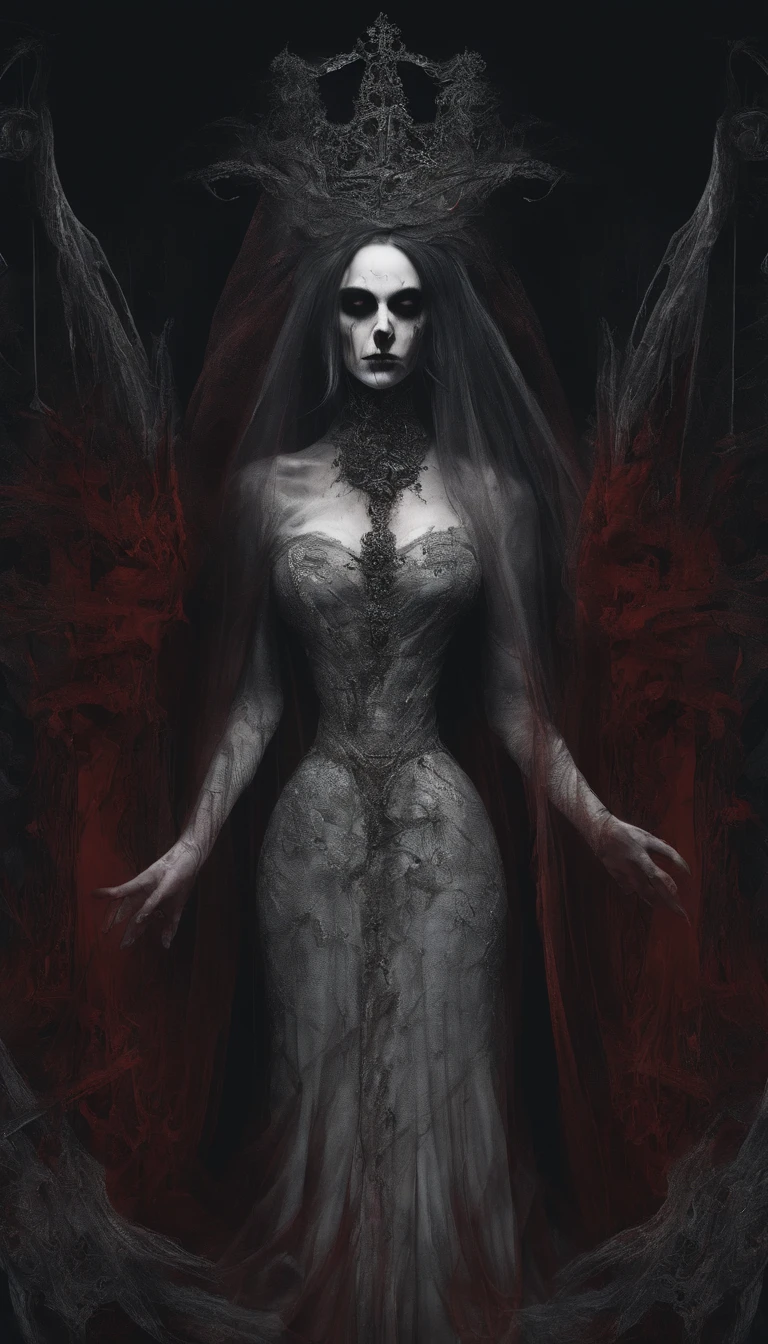 Chinese ghost bride,Blood-red clothes,darkly,An atmosphere of terror,super detailing,Masterpiece, Best quality,Superb quality,, high resolution
