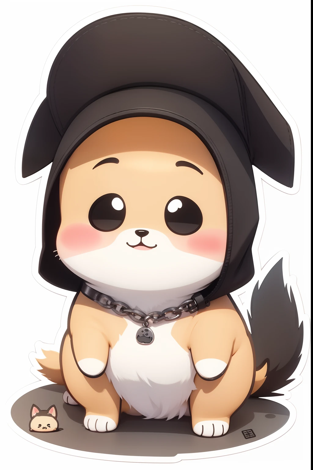 Dog Tag Cartoon Chibbi cute white background sticker